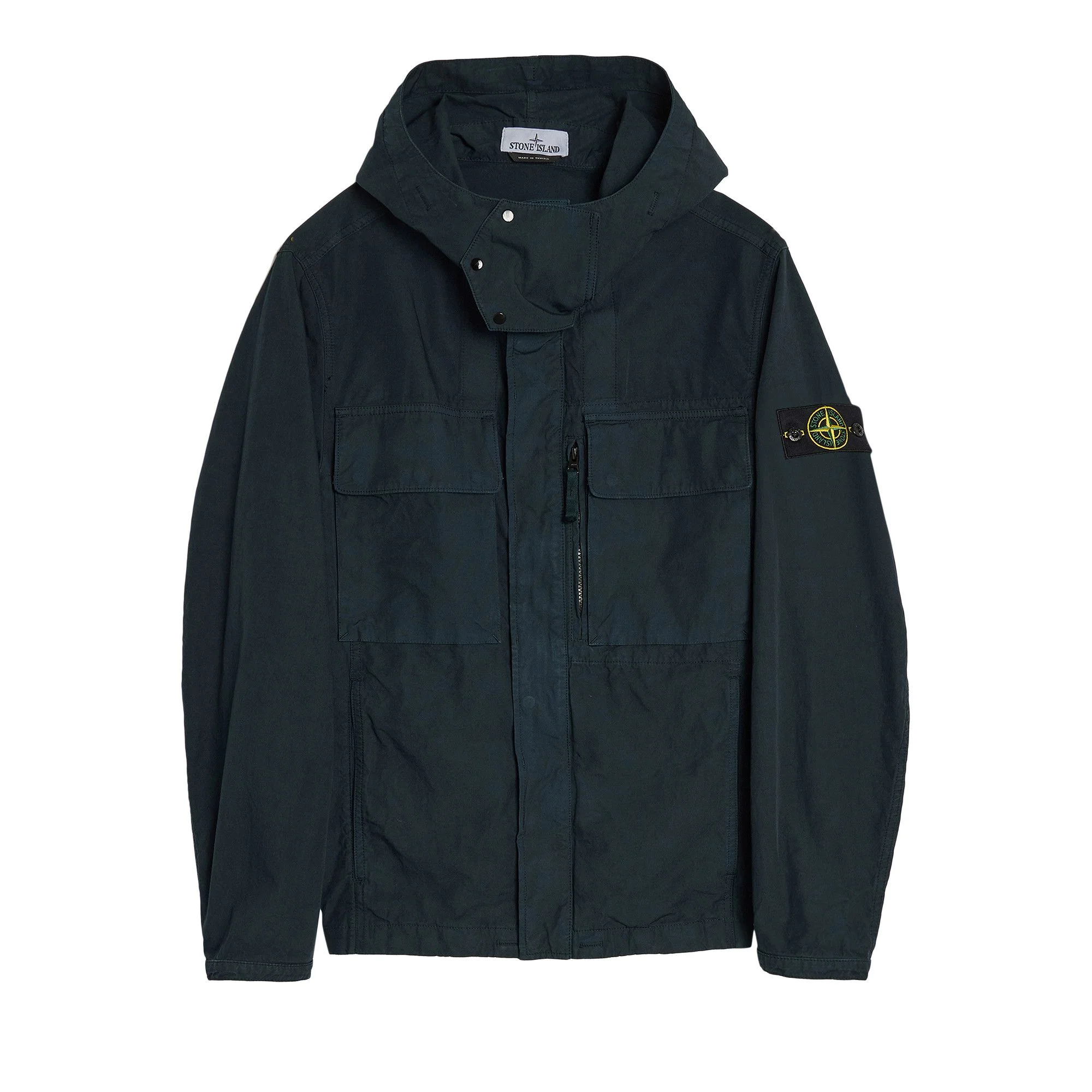 Stone Island Canvas Weave Cotton Hooded Field Jacket 'Navy Blue' - 1