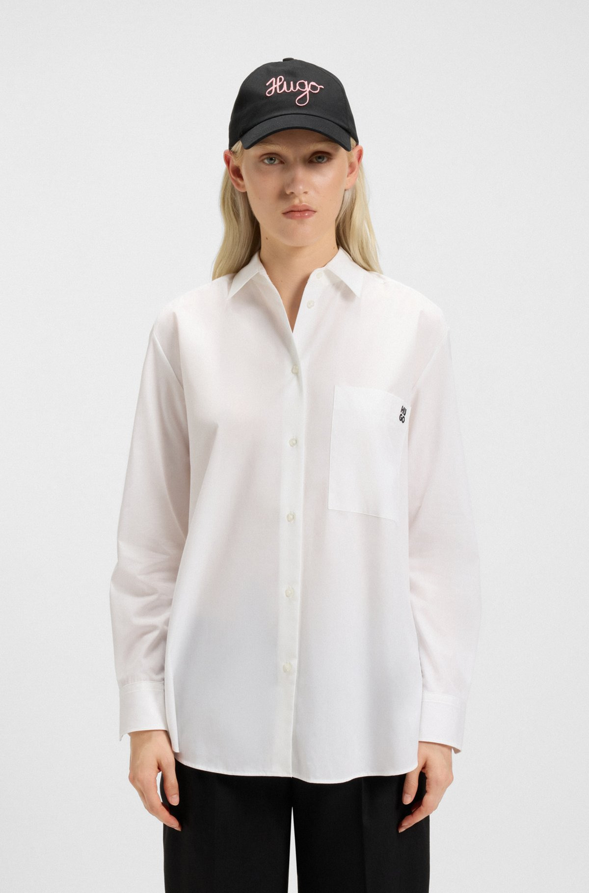 OVERSIZE-FIT BLOUSE IN COTTON CANVAS WITH EMBROIDERED LOGO - 2