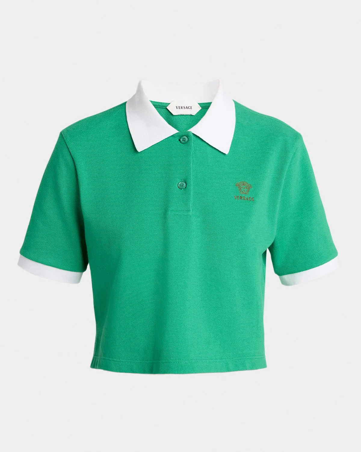 Pique Polo with Medusa Embroidery - 1