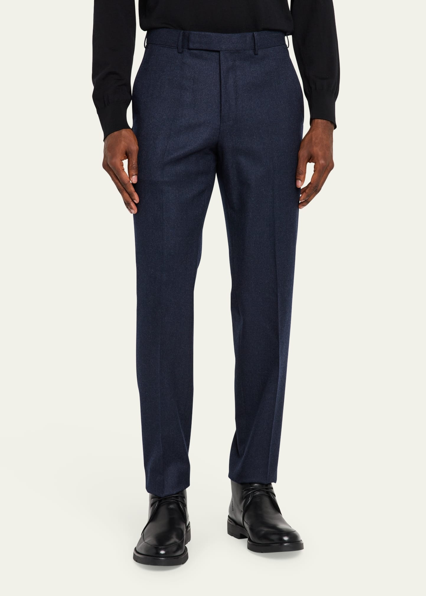 Men's Wool Flannel Flat-Front Trousers - 4