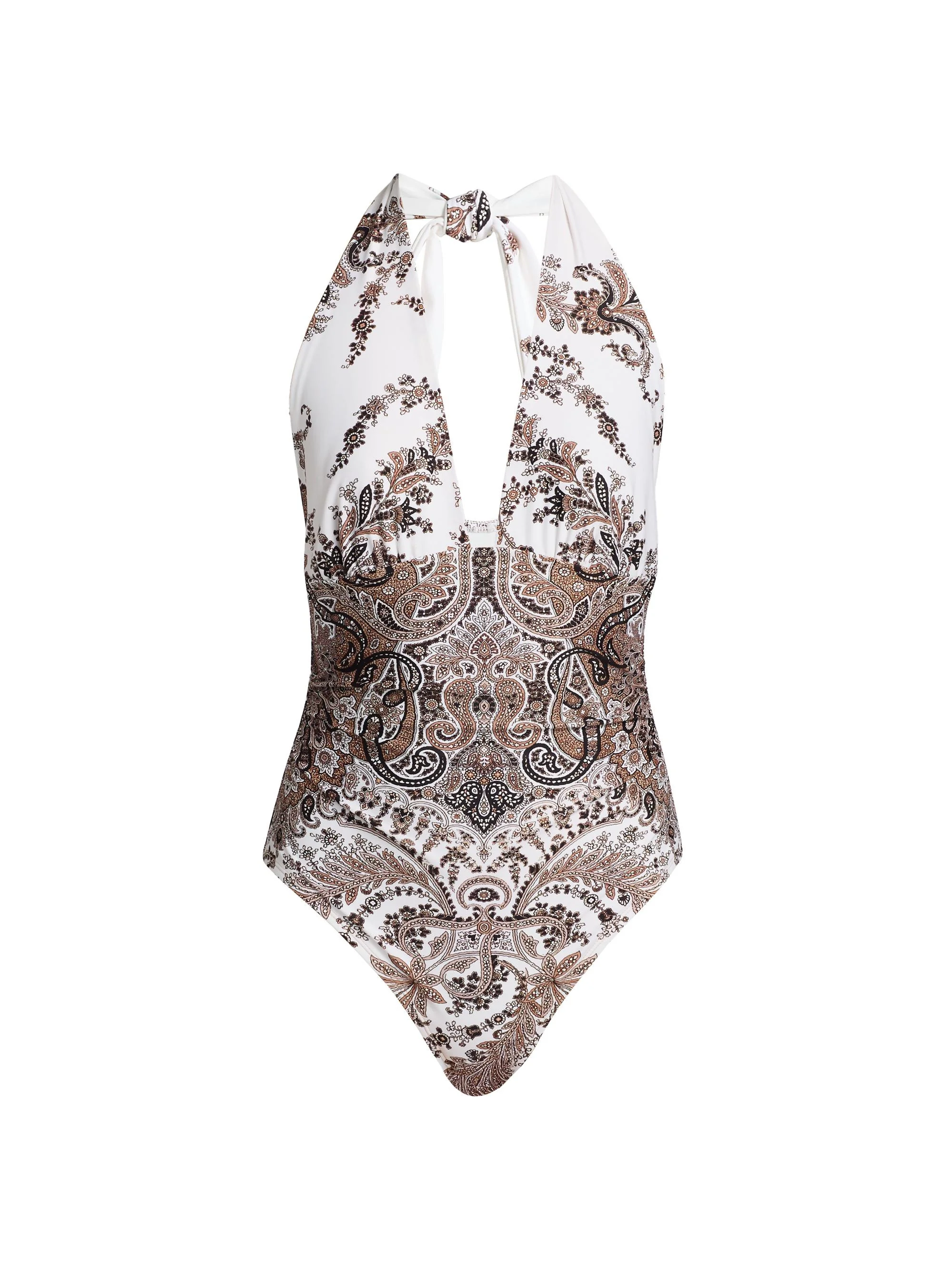 Women's Elise Paisley Halterneck One-Piece Swimsuit - Natural Multi - 1