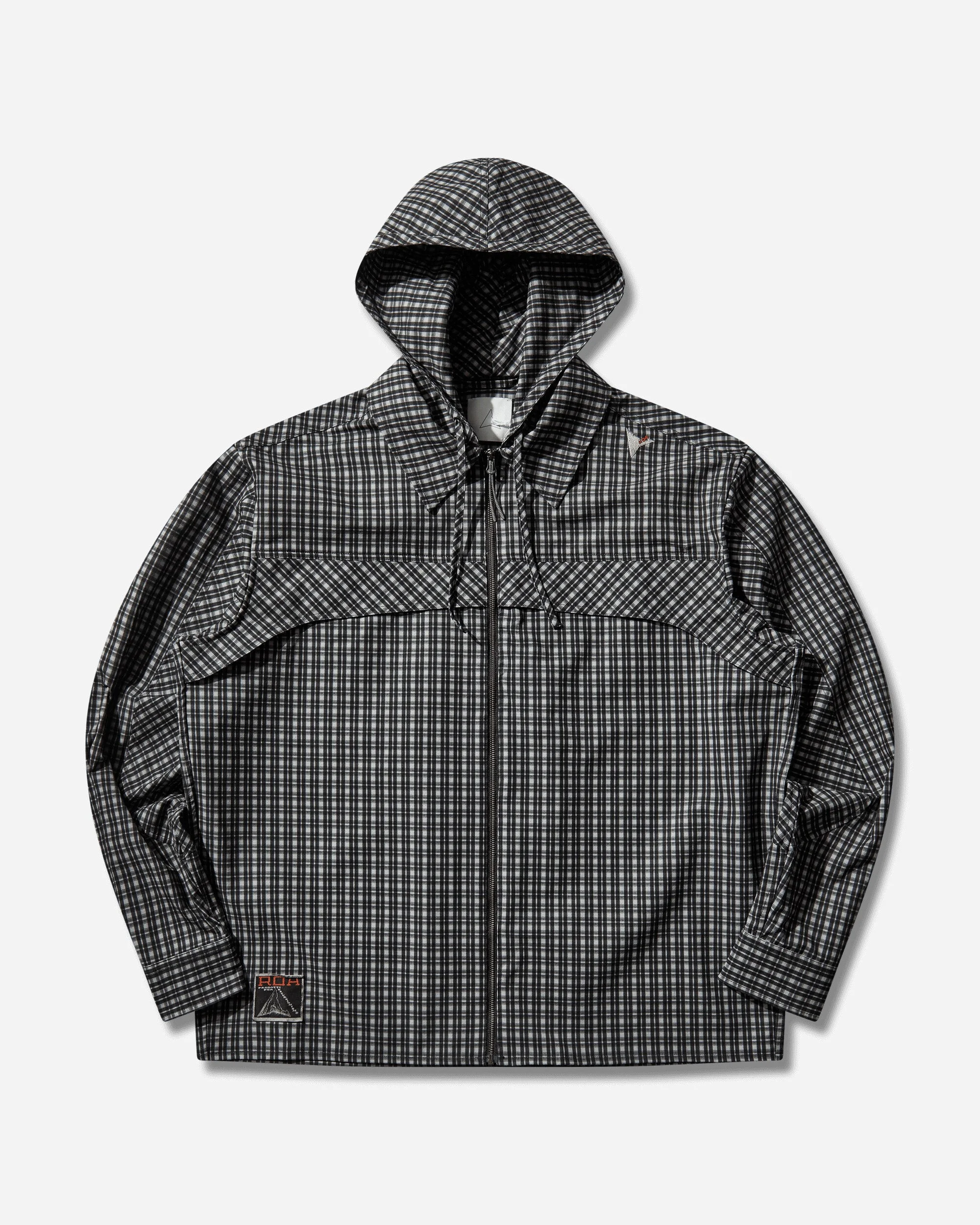 Men's Aair FloWeave Printed Check Long Sleeve Hooded Shirt Anthracite - 1