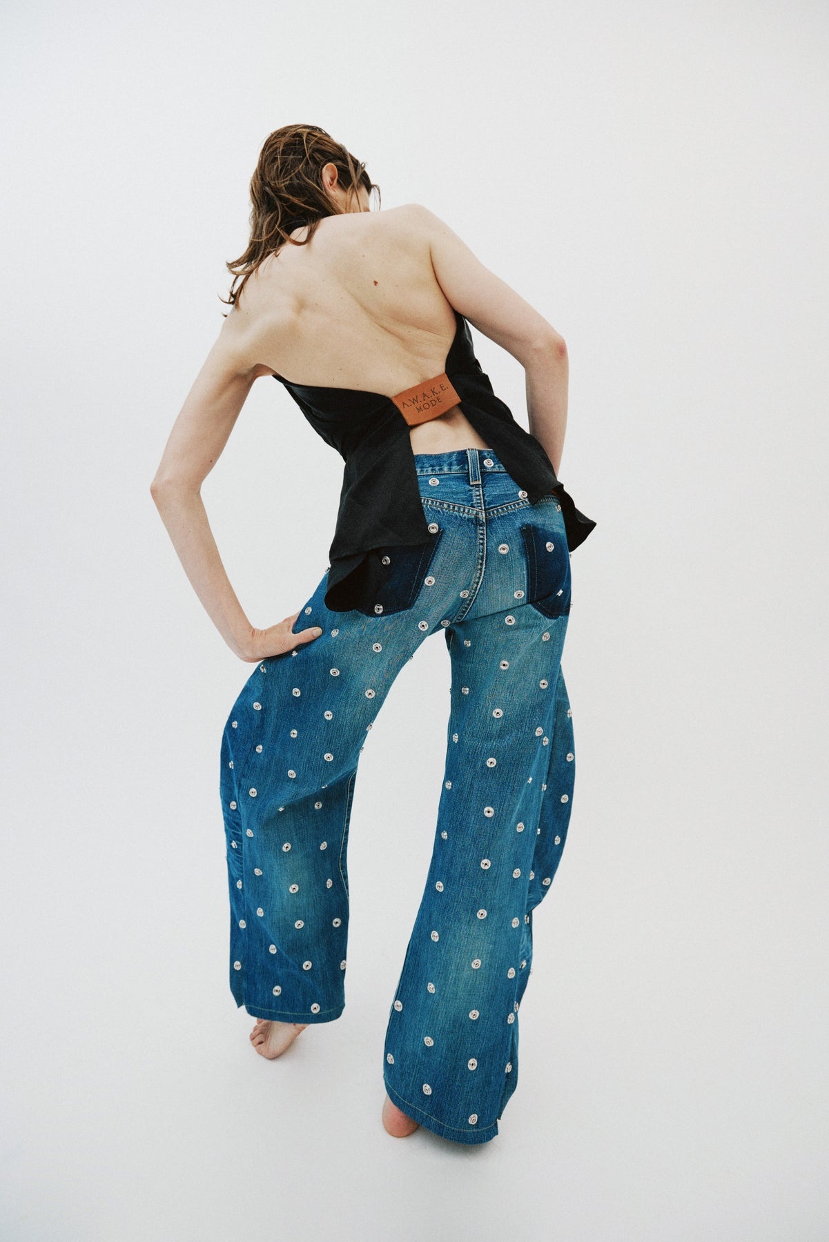 STUDDED ORGANIC JEANS BLUE DENIM - 15