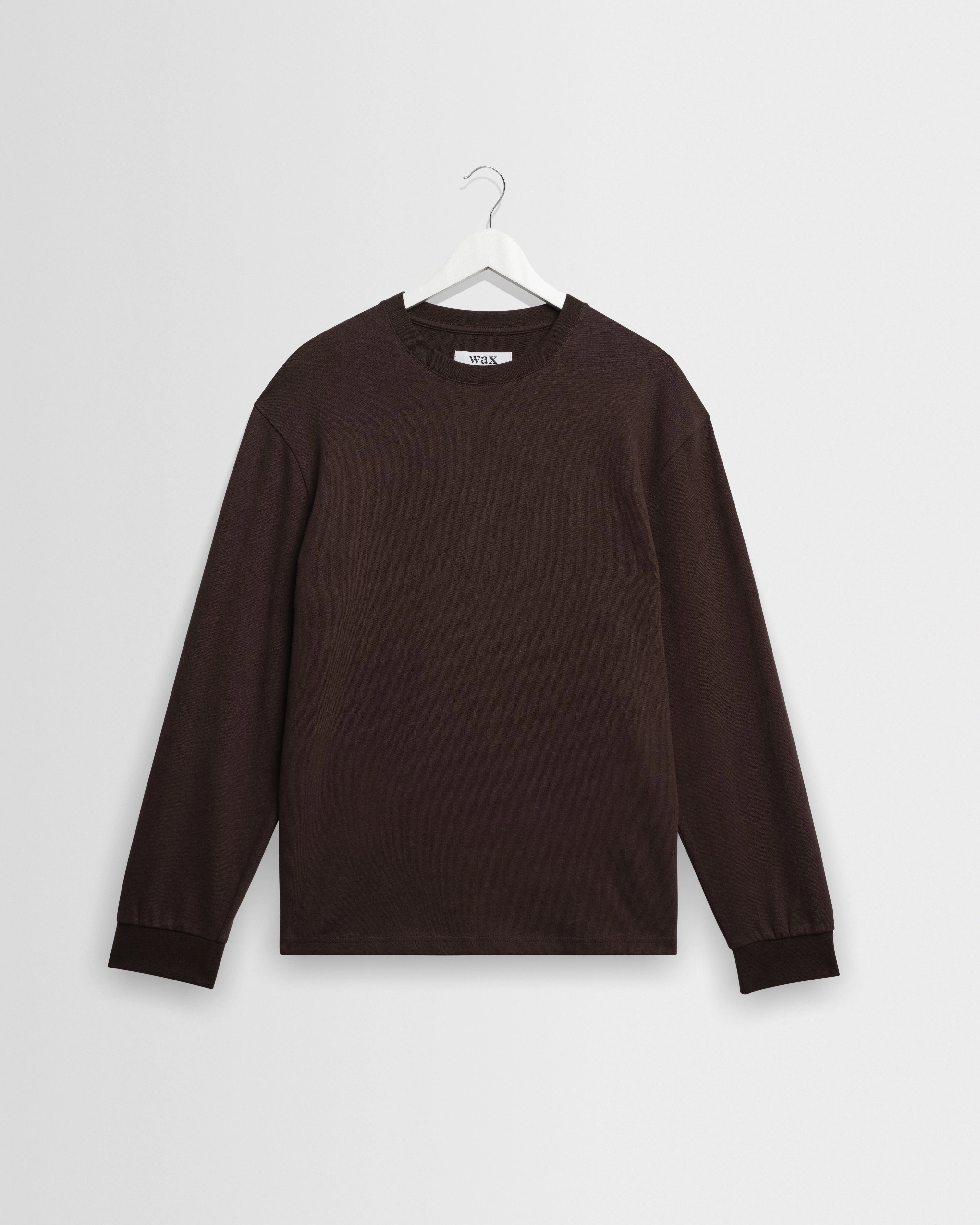 Hayden - Dark Brown Emorised Cotton Long-Sleeve T-Shirt - 1