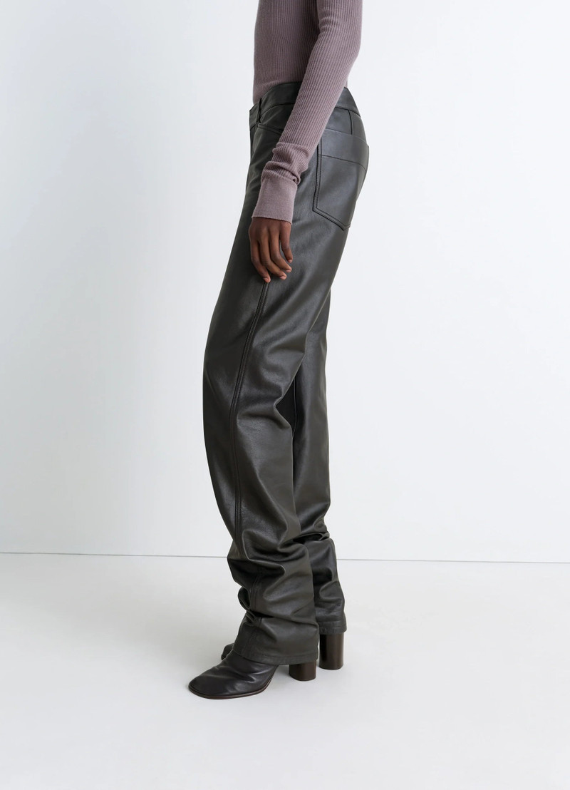 LEATHER FIVE POCKETS TWISTED PANTS 6