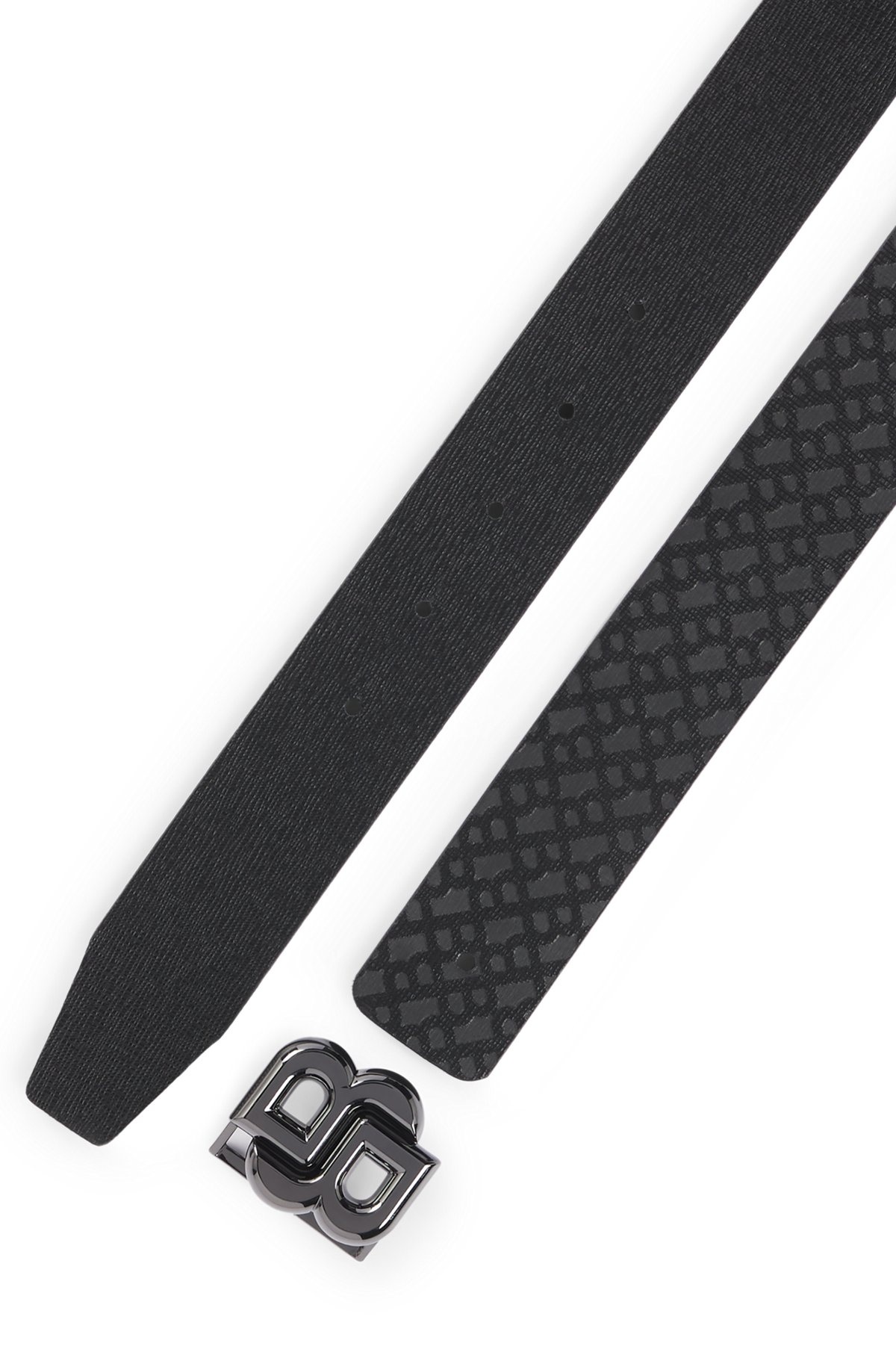 ITALIAN-LEATHER REVERSIBLE BELT WITH MONOGRAM BUCKLE - 4