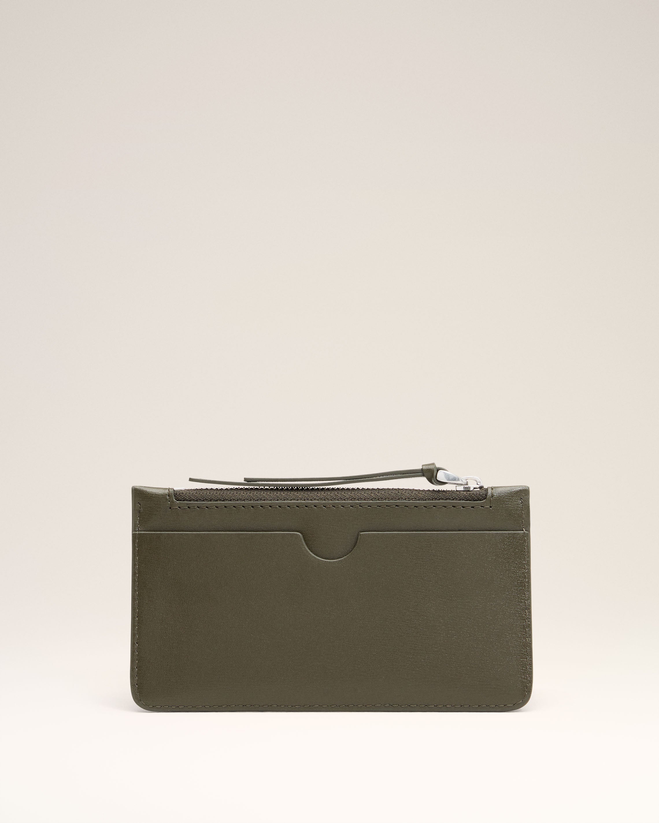 GREEN LEATHER ZIPPED CARD HOLDER - 2
