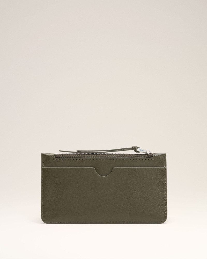 AMI Paris GREEN LEATHER ZIPPED CARD HOLDER outlook