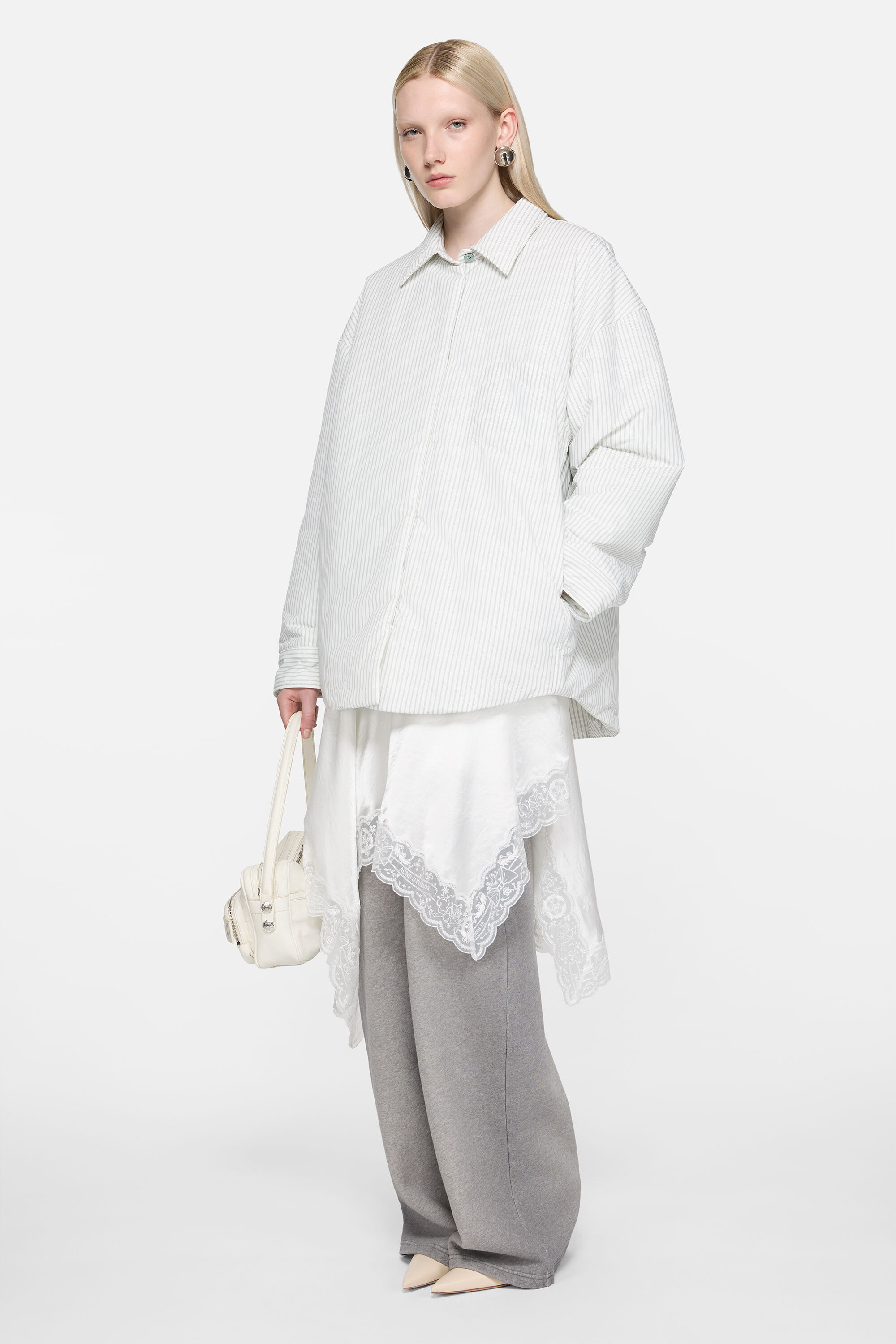 Striped technical overshirt - White/grey - 2