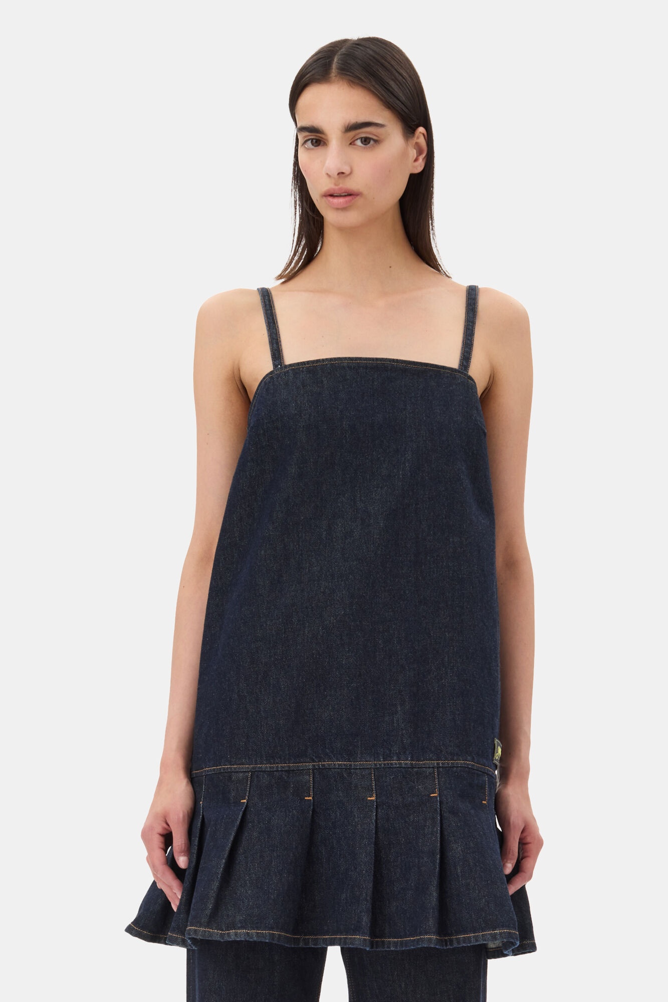 DENIM STRAP MINI DRESS - 3
