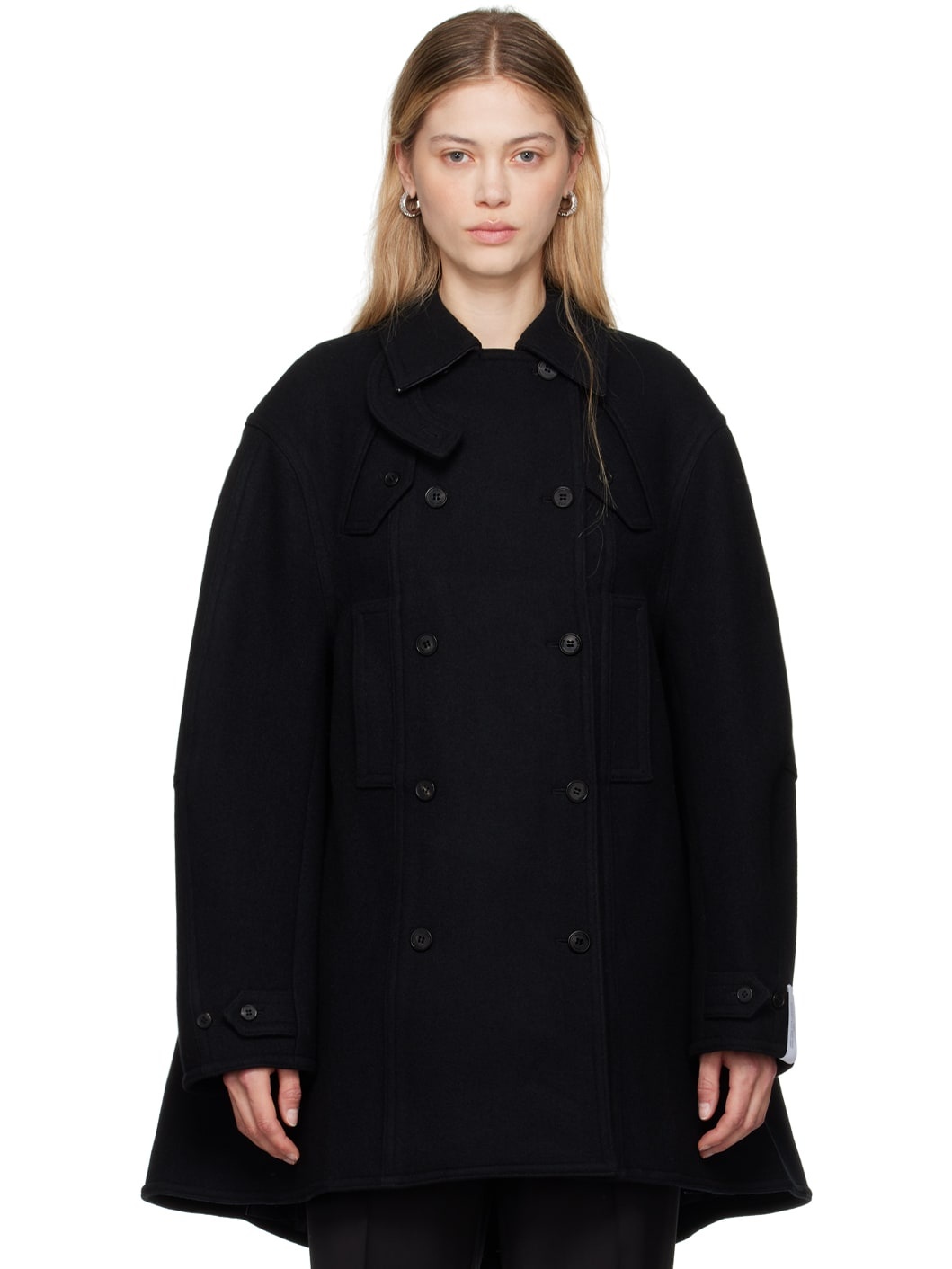 Navy Oversized Peacoat - 1