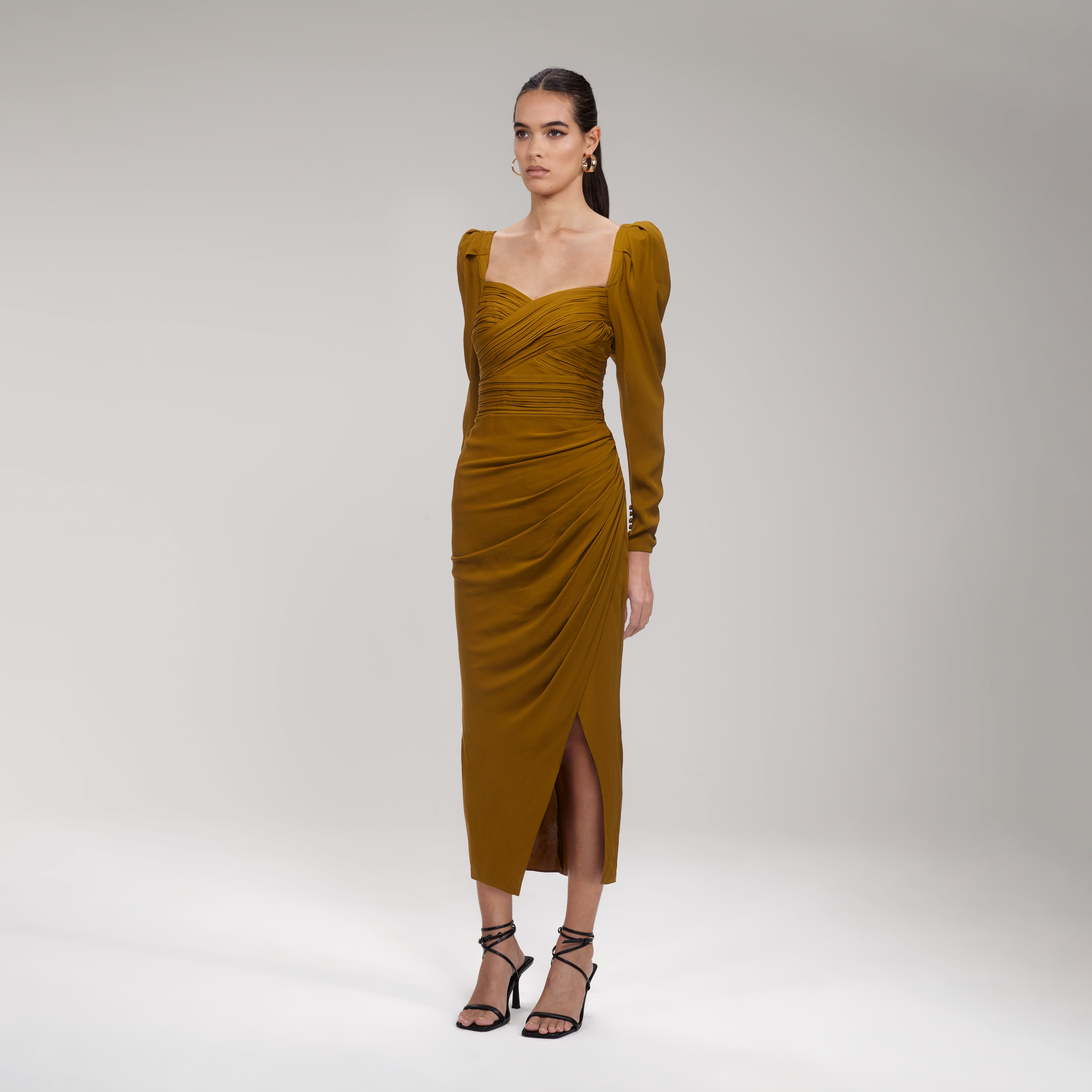 ruched short sleeve midi dress Victoria Beckham Bela Aquamarine Short Sleeve Ruched Jacquard Midi Dress
