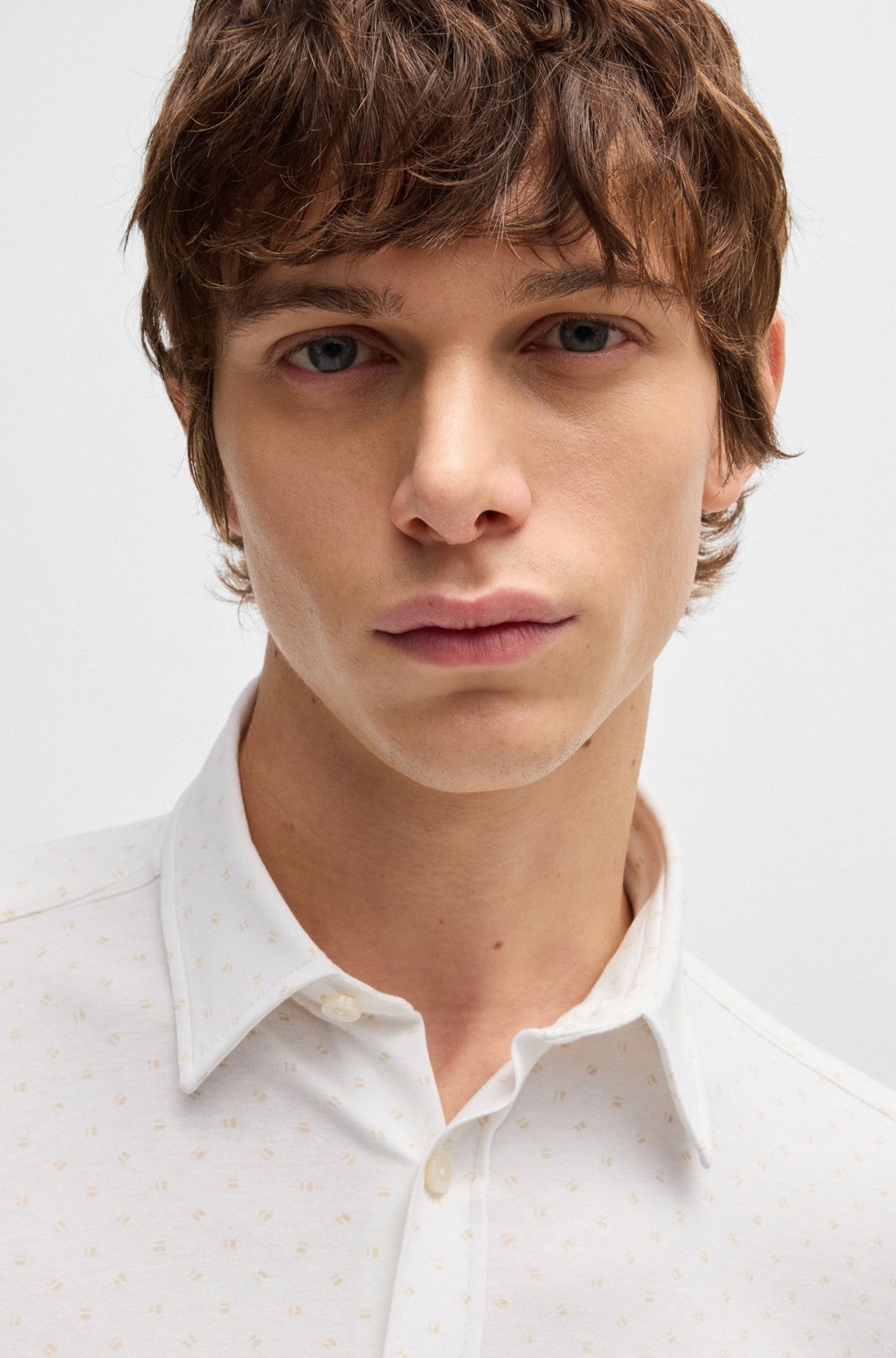 SLIM-FIT SHIRT IN PRINTED STRETCH-COTTON JERSEY - 3