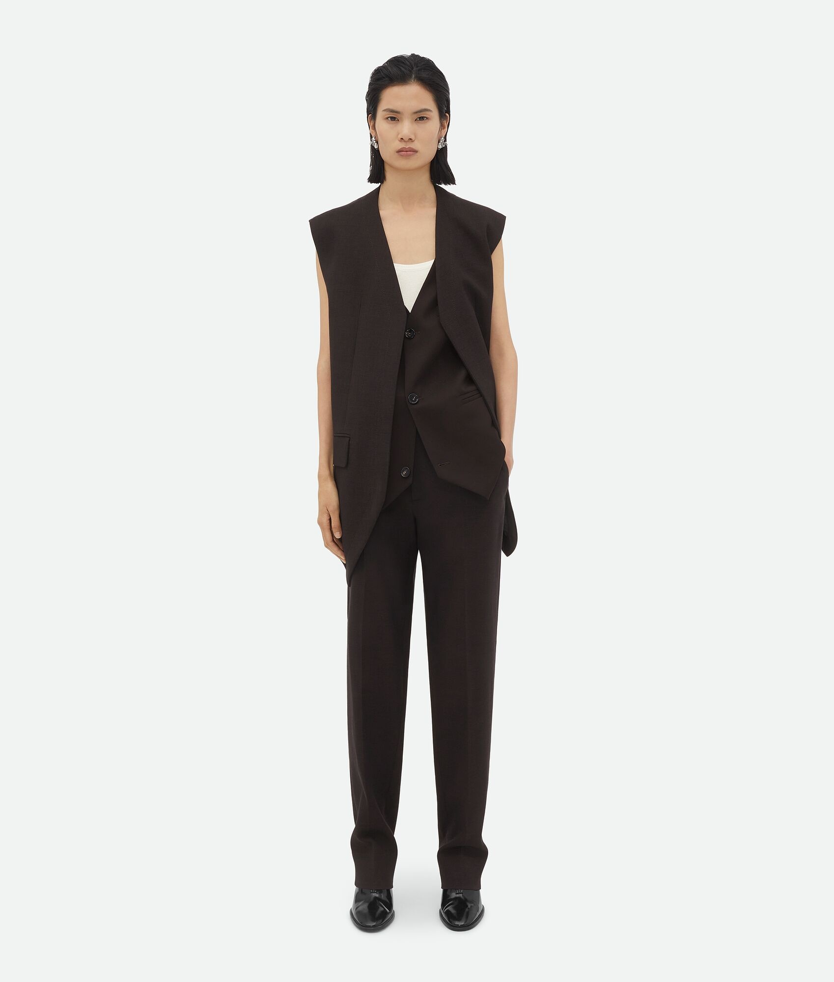 Structured Cotton Melange Double Gilet - 4