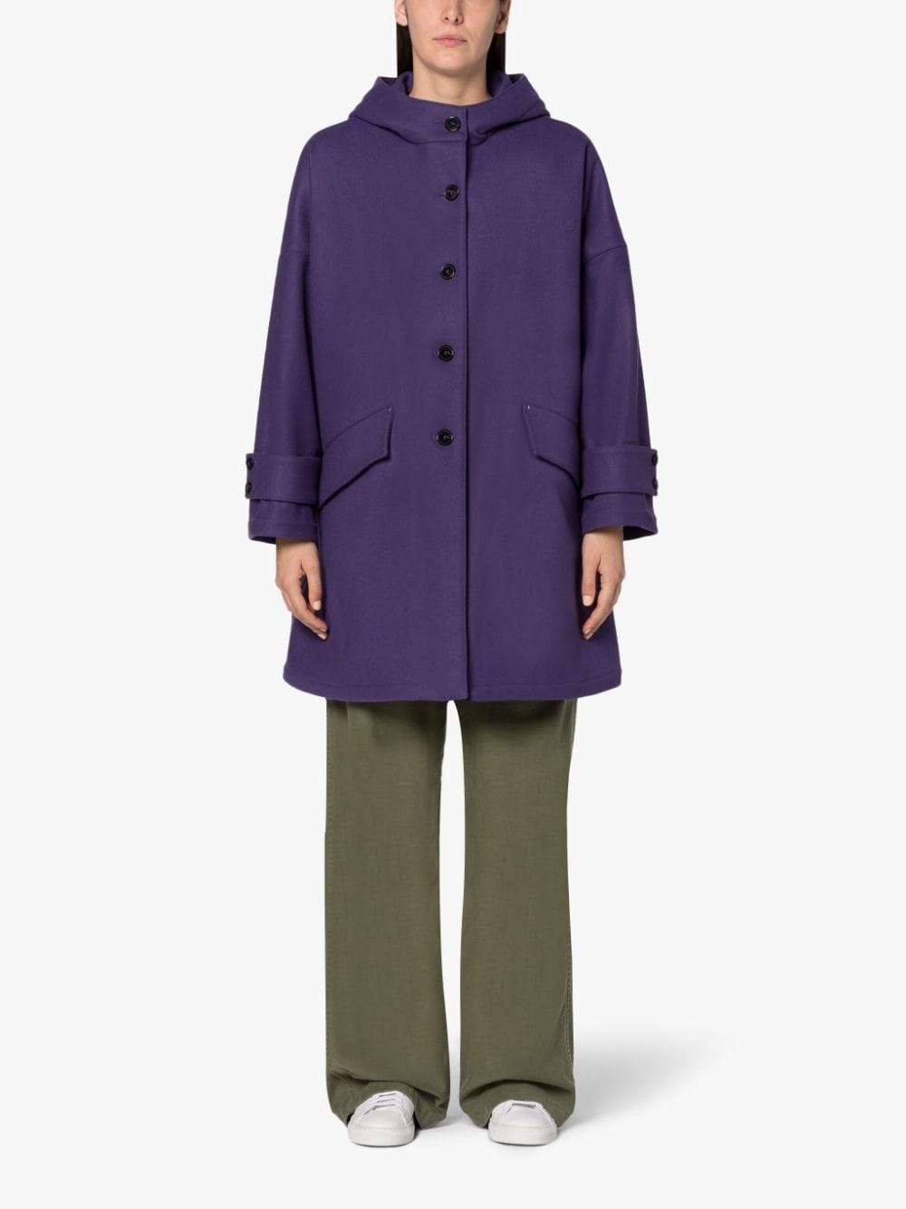 HUMBIE HOOD PURPLE WOOL OVERCOAT - 3