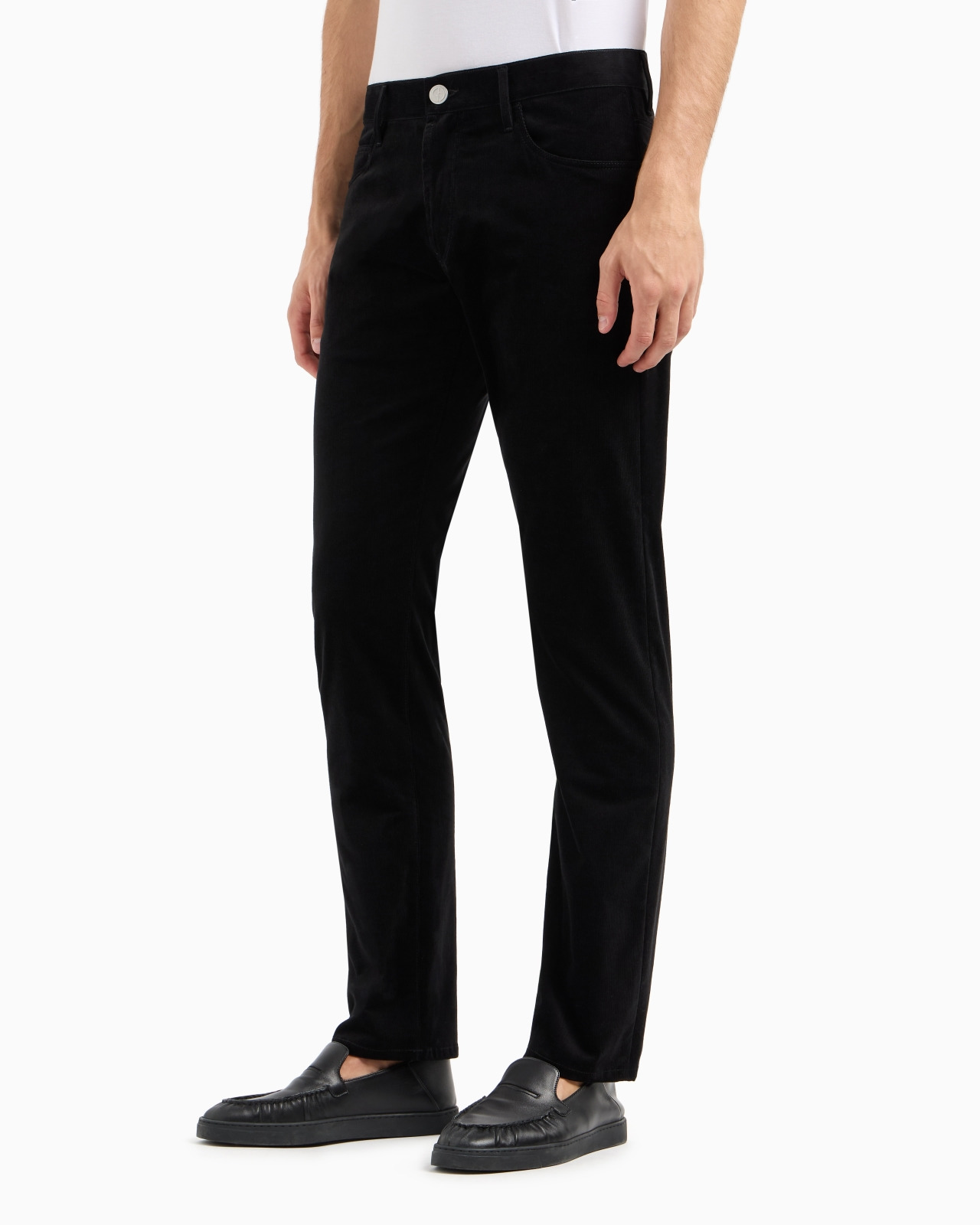 Regular-fit, five-pocket trousers in ribbed cotton and cashmere - 4