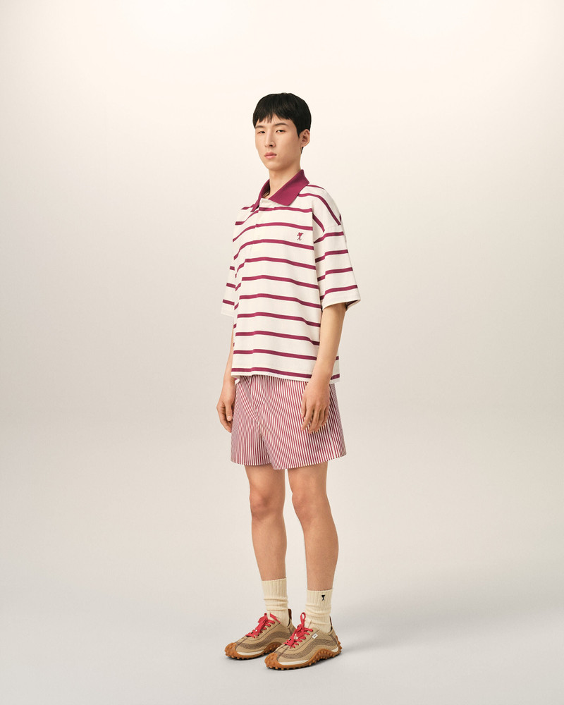WHITE COTTON POLO WITH AMI DE COEUR ARROW 6