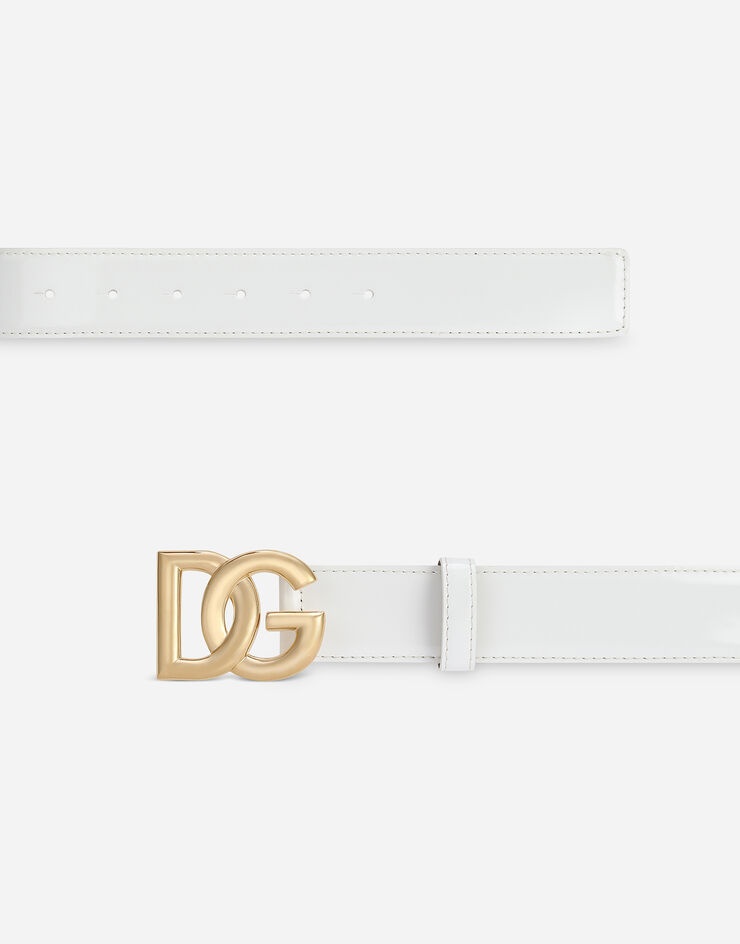 Shiny calfskin belt with DG logo - 3
