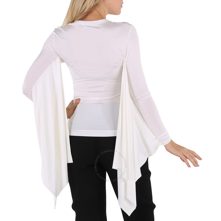 Burberry Optic White Long-Sleeve Exaggerated Panel Draped Top - 6