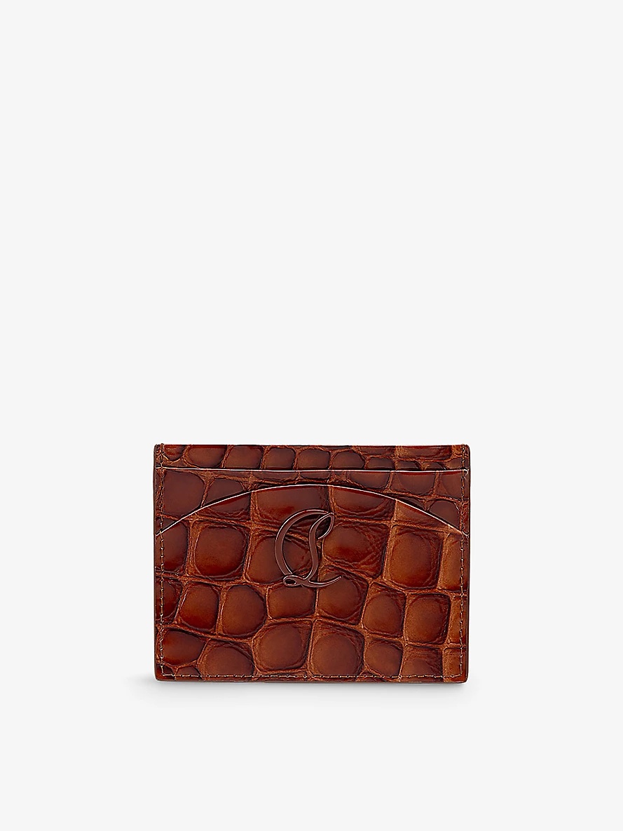 Loubi54 brand-embossed leather card holder - 1