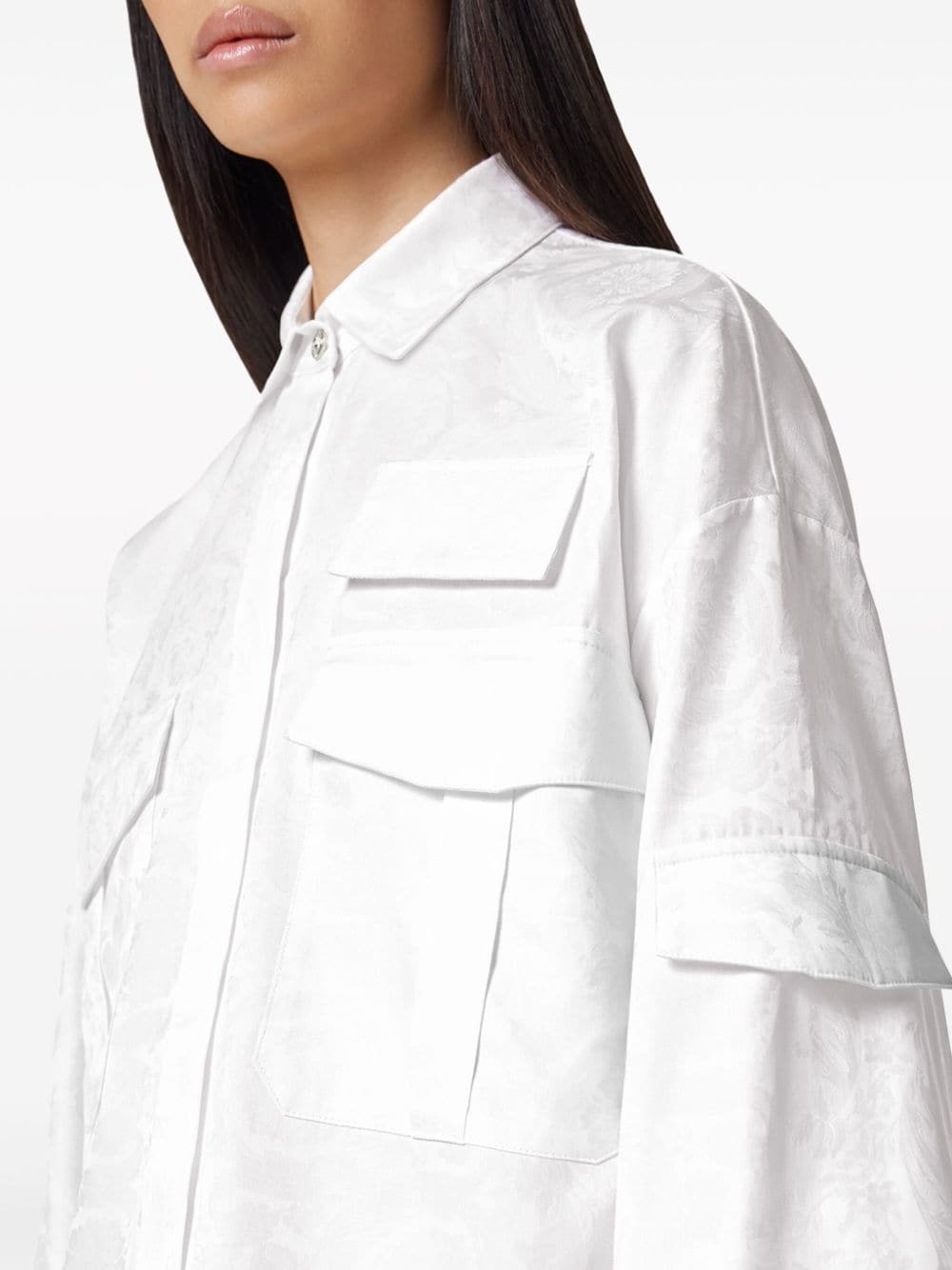 Barocco-jacquard cotton cargo shirt - 4