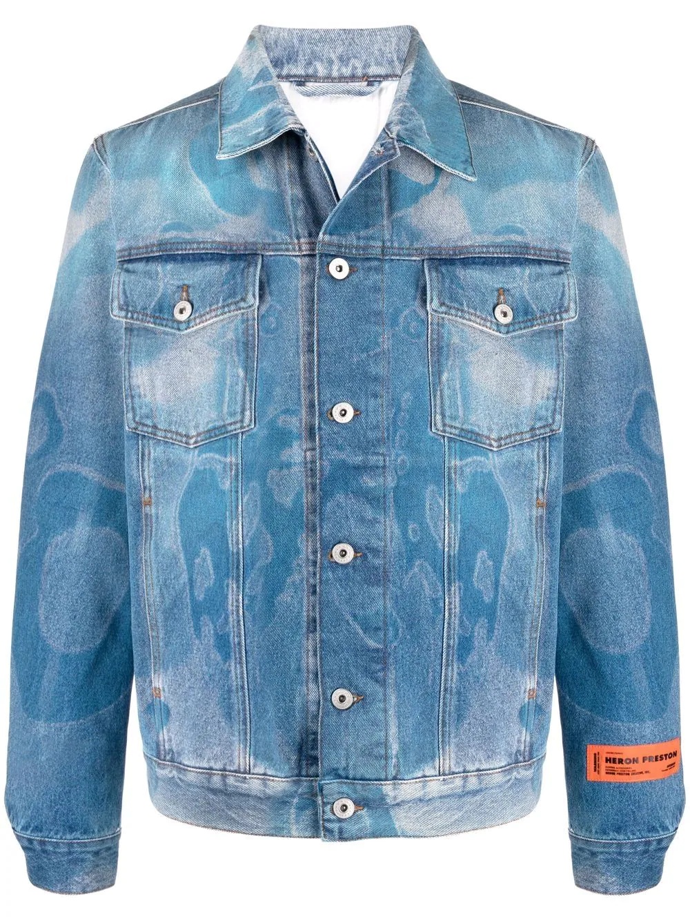 graphic-print denim jacket - 1