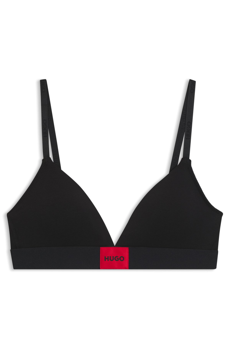 STRETCH-COTTON TRIANGLE BRA WITH RED LOGO LABEL 1