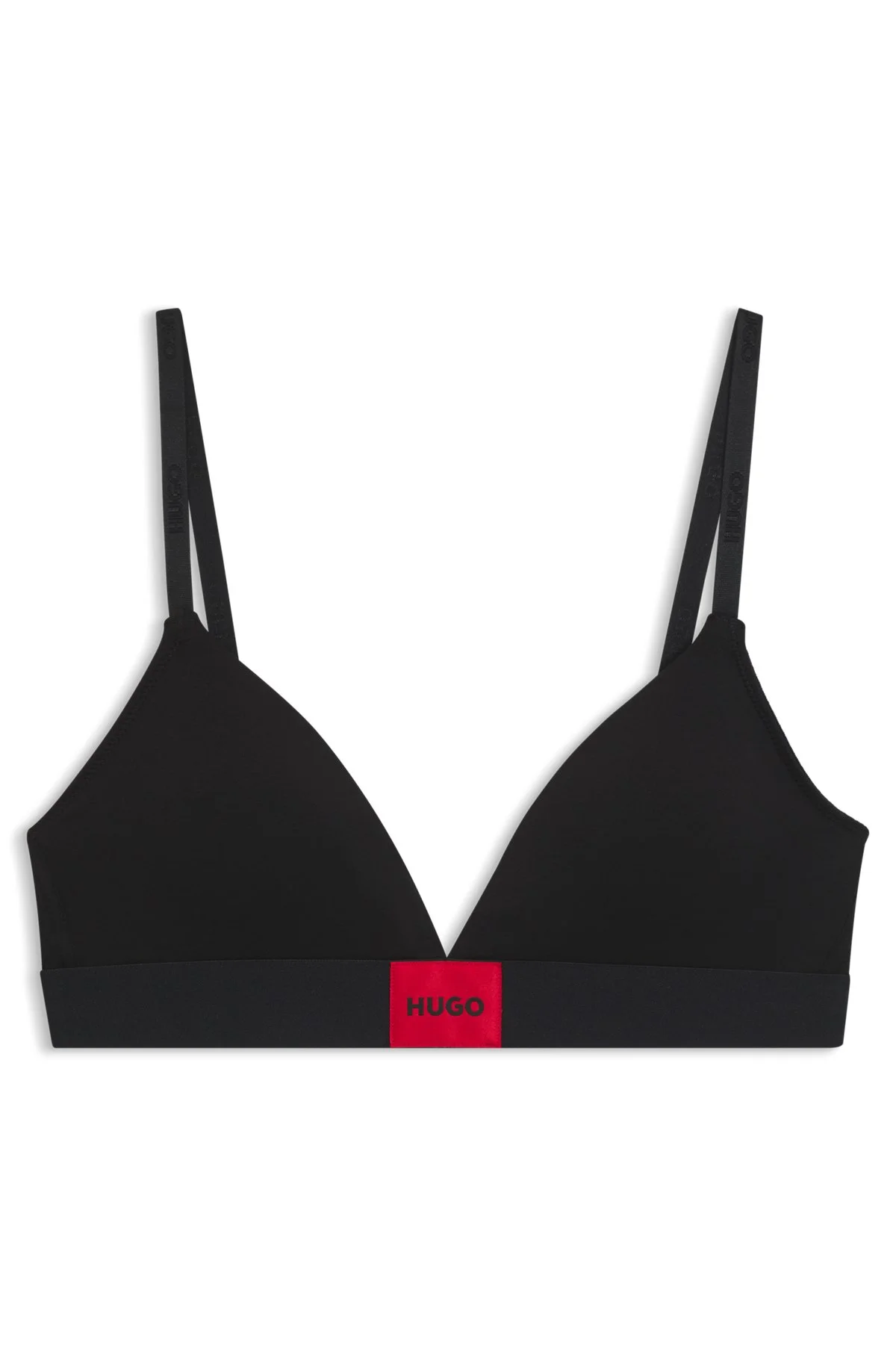 STRETCH-COTTON TRIANGLE BRA WITH RED LOGO LABEL - 1