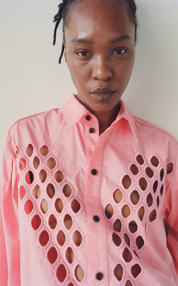 Long Cotton Shirt pink - 2