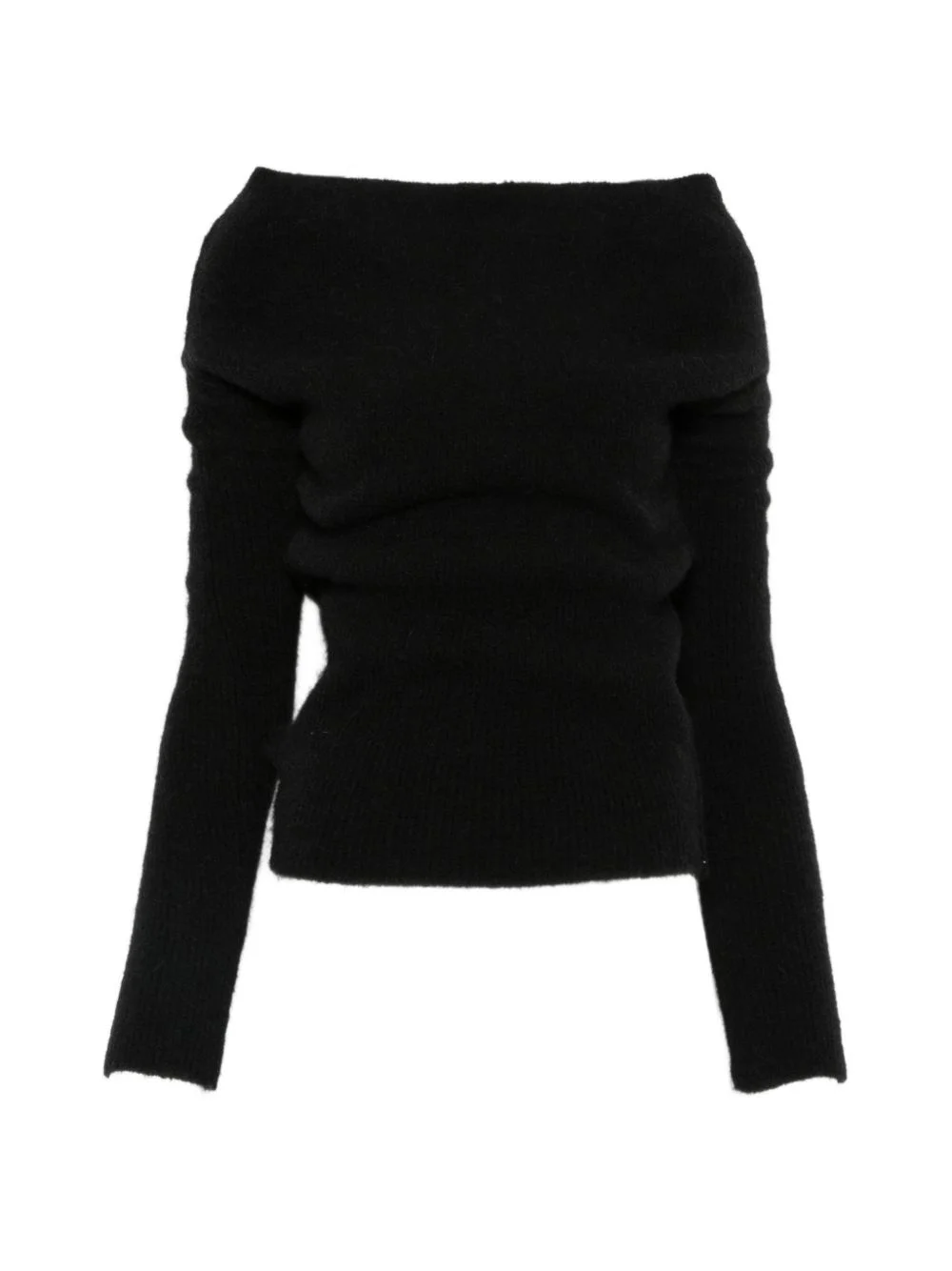 off-shoulder ribbed-knit sweater - 1