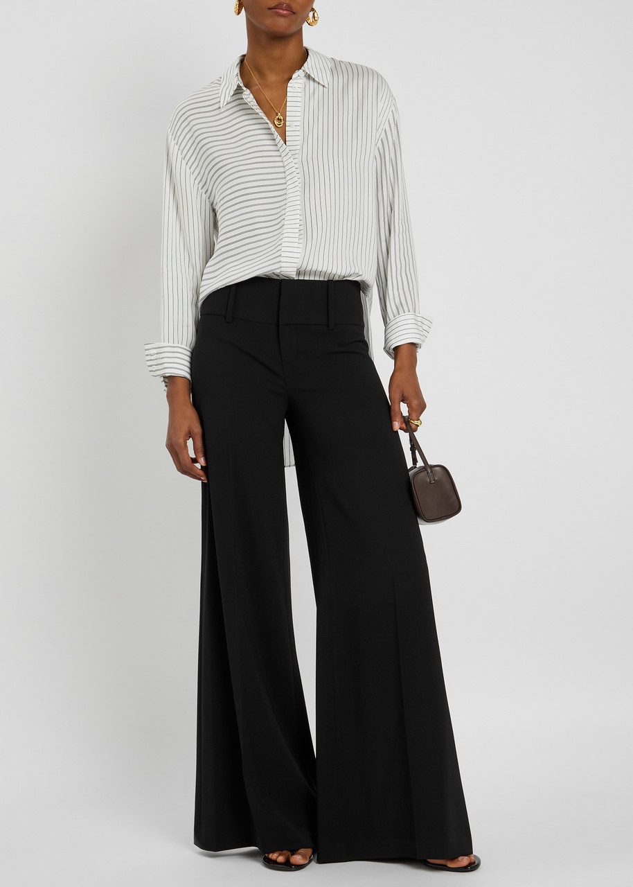 Alice + Olivia Dimitra Striped Satin Shirt - 4