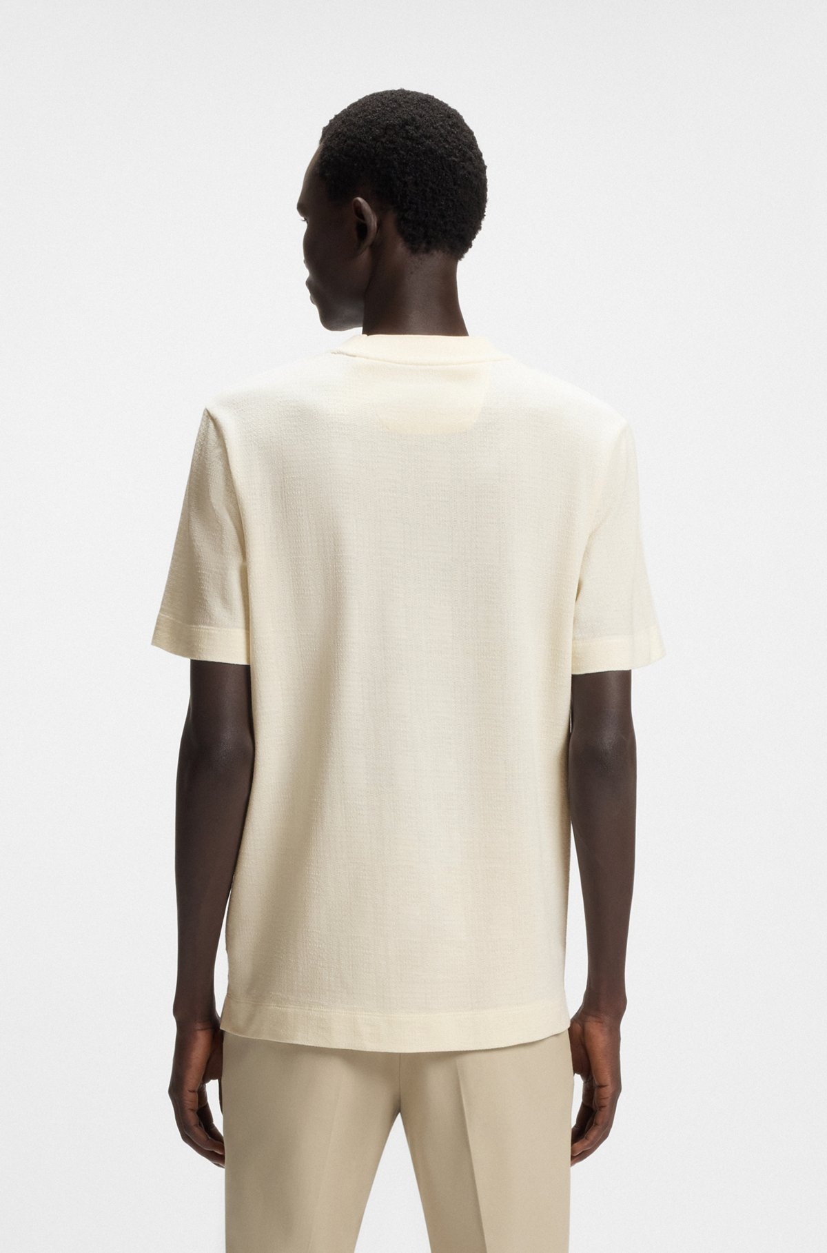COTTON-SILK T-SHIRT WITH PRINCE OF WALES CHECK - 5