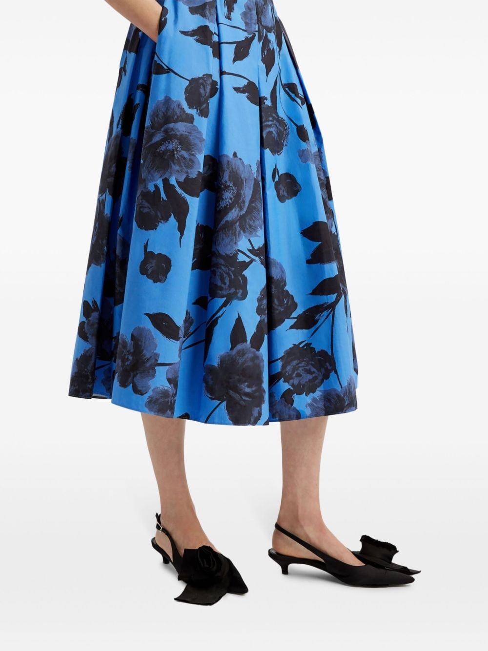 floral-print pleated poplin skirt - 5