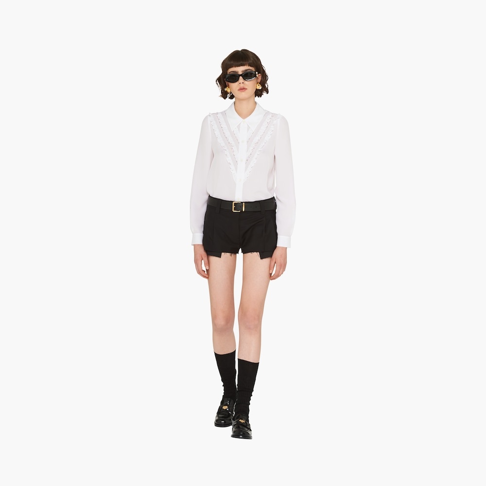 Crepe de chine and lace blouse - 2