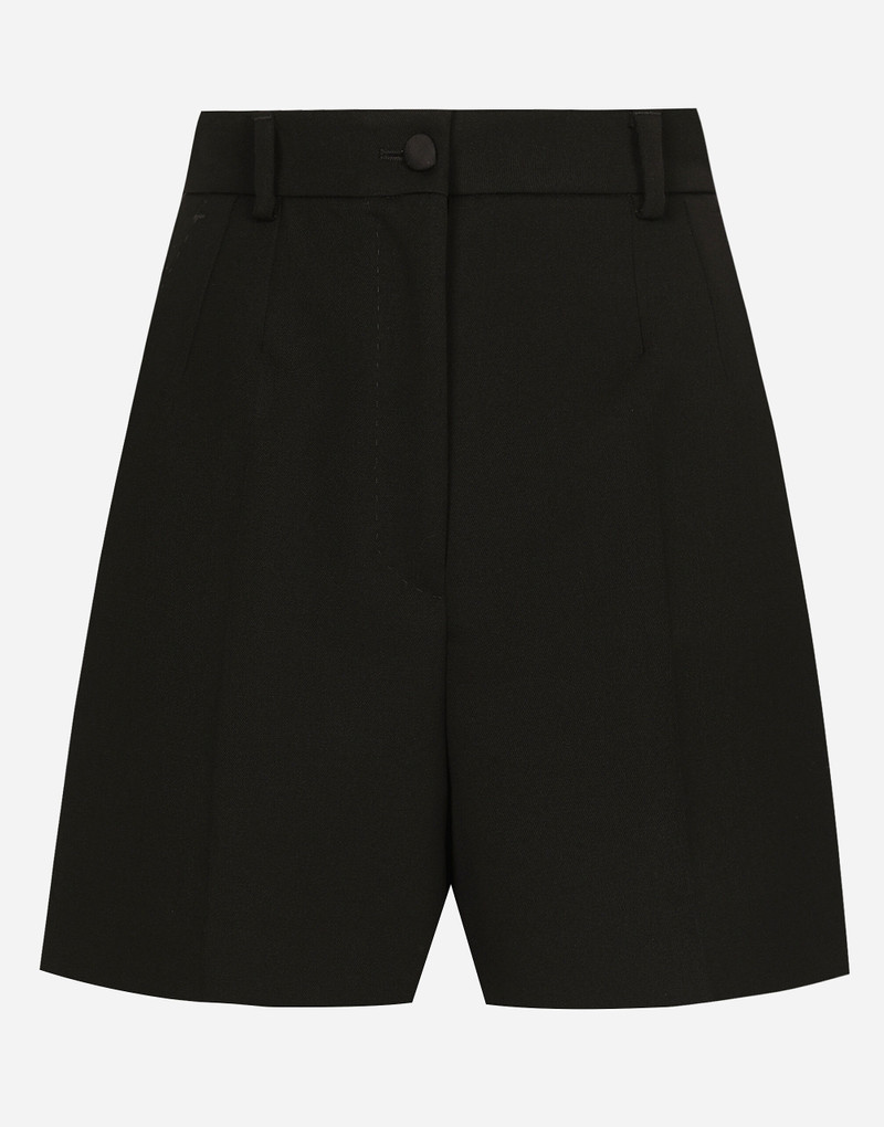 Wool gabardine tuxedo shorts 1