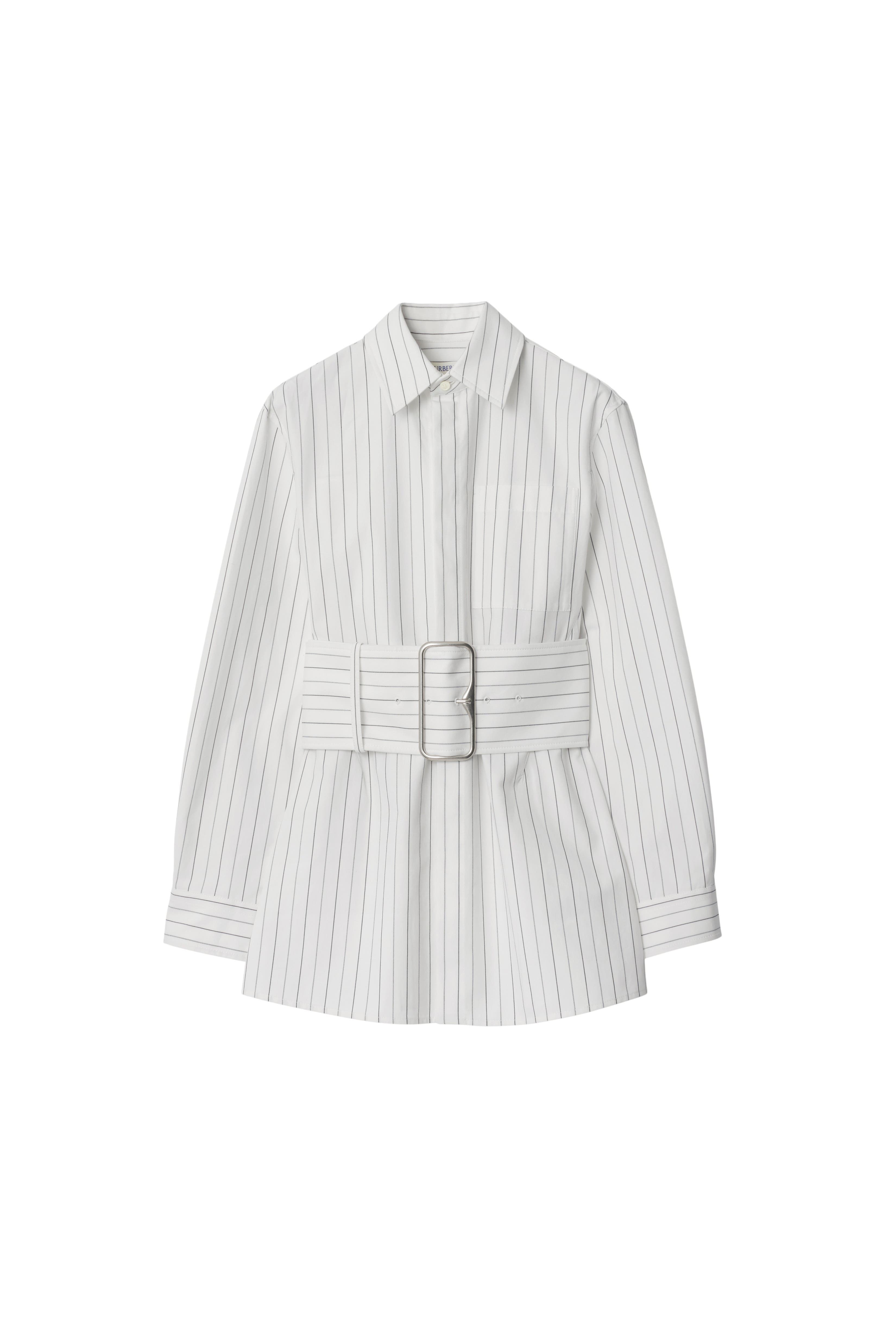 burberry Regular Fit Striped Cotton Shirt in String/coal at Nordstrom - 2