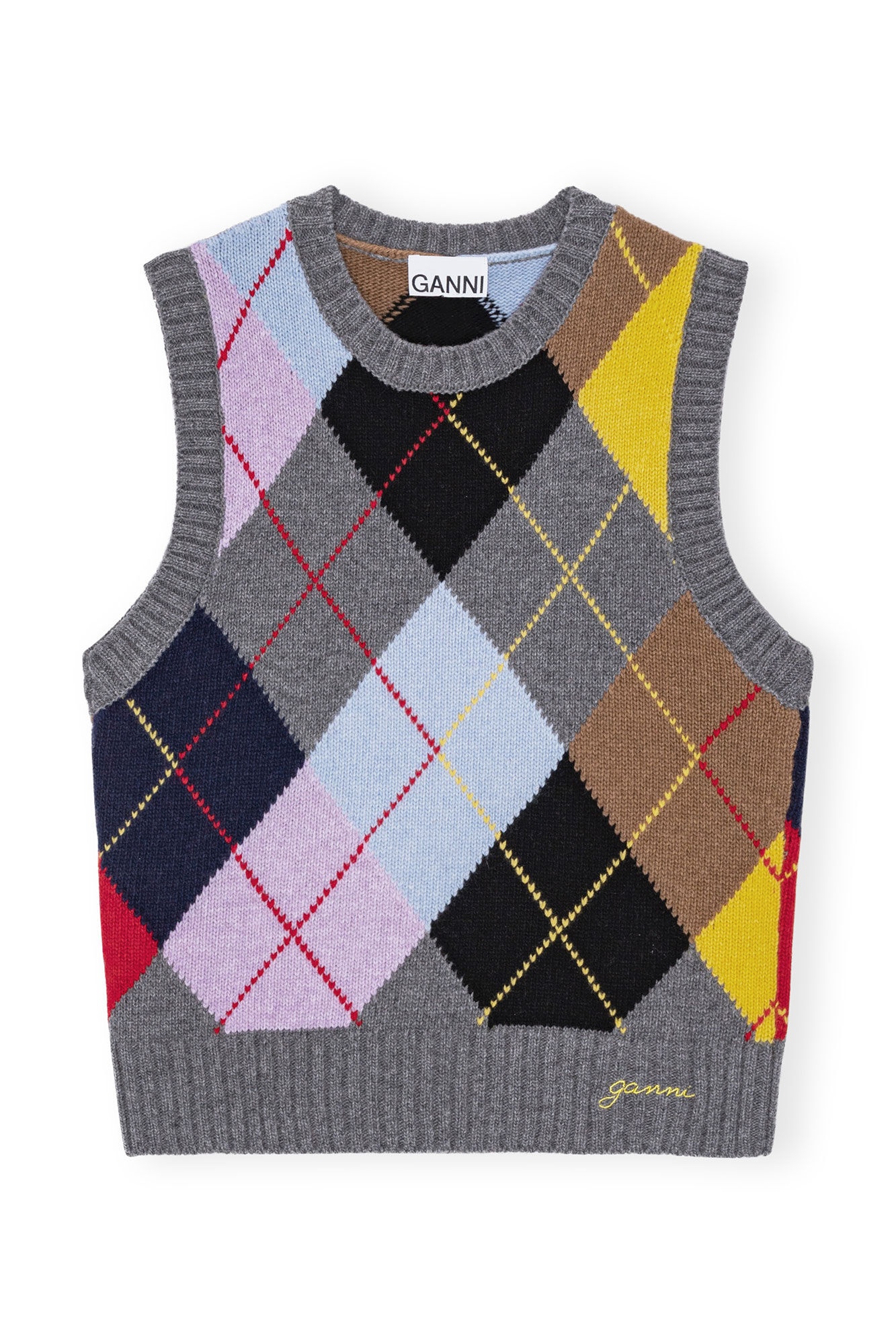 HARLEQUIN WOOL MIX KNIT VEST - 1