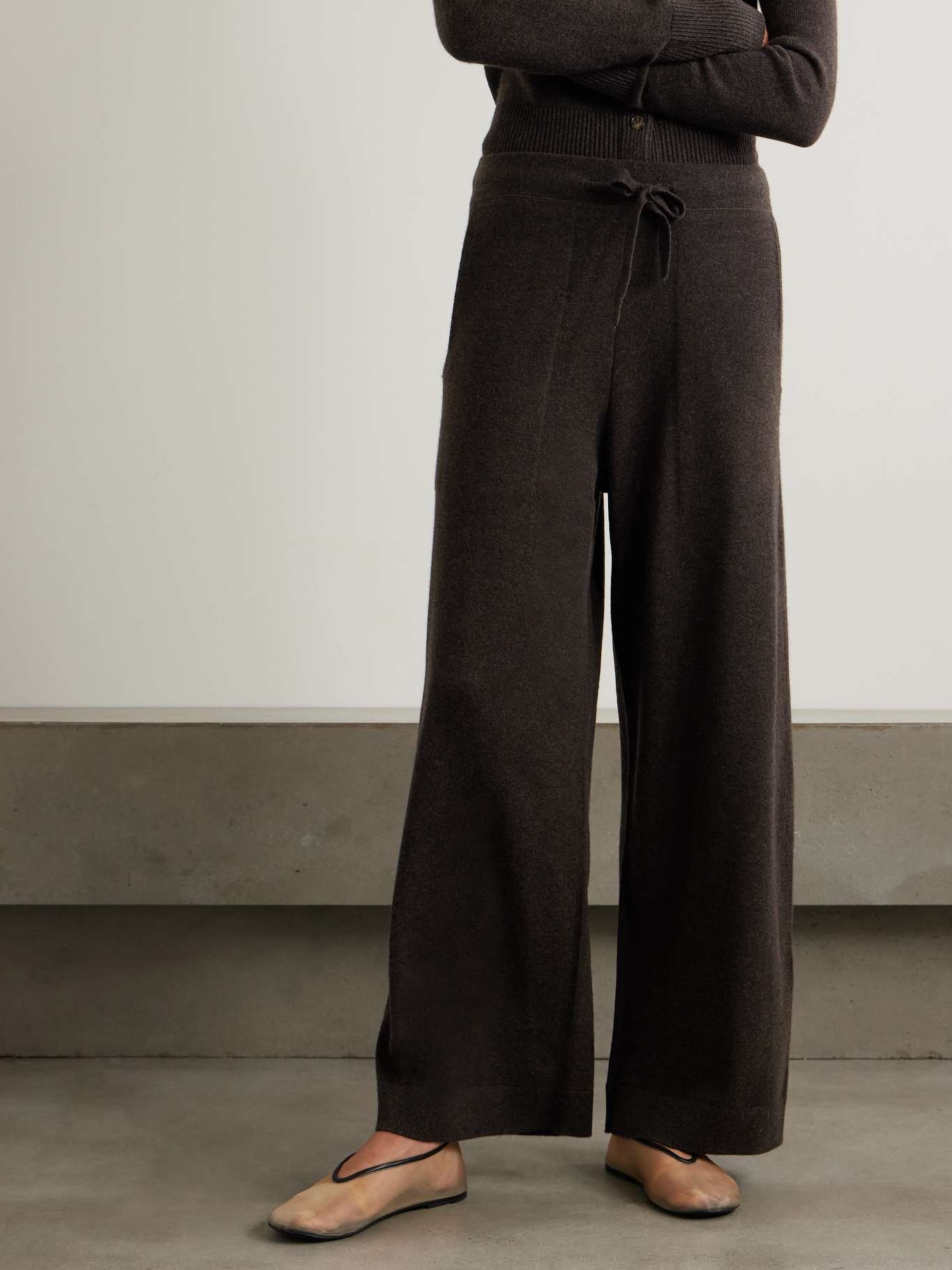 Suria organic cashmere wide-leg pants Dark brown - 3