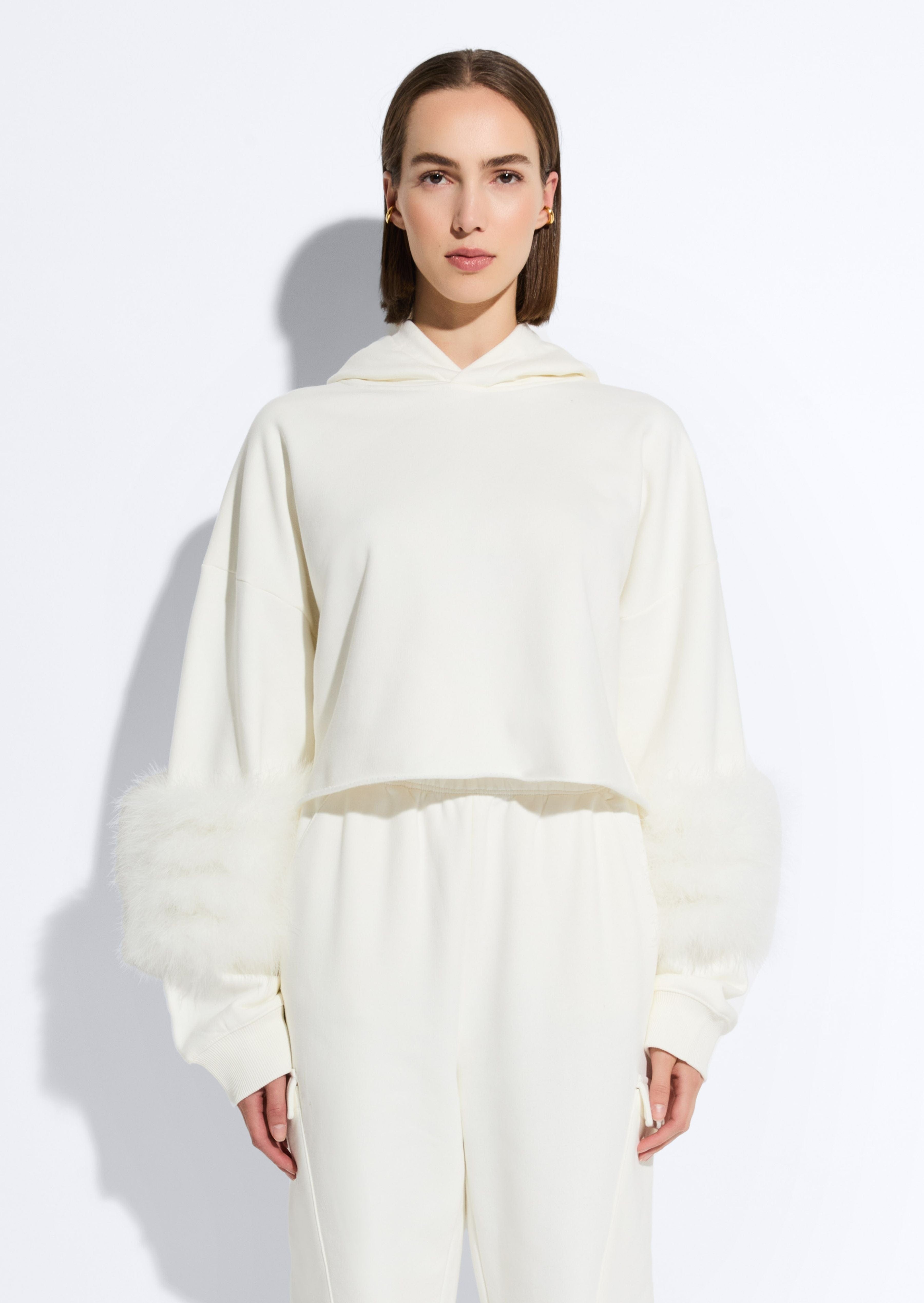 Cotton Sweatshirt With Marabou Feathers - 2