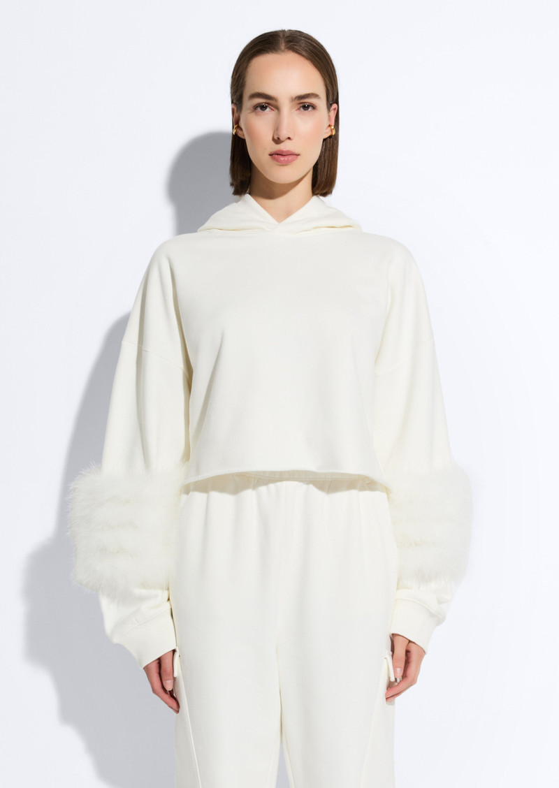 LAPOINTE Cotton Sweatshirt With Marabou Feathers outlook