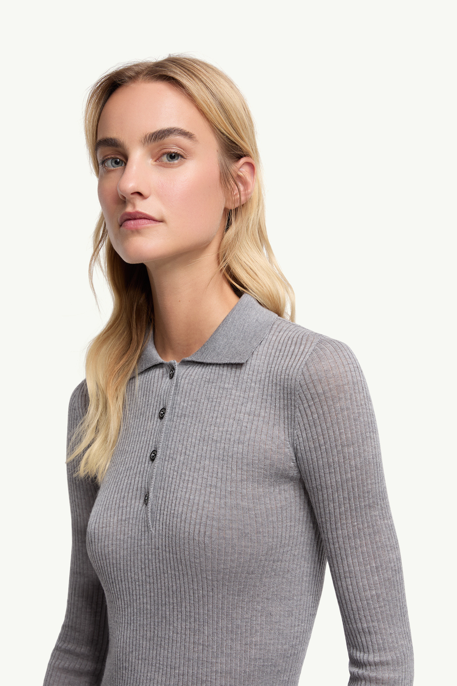 Wool Long Sleeve Polo Shirt - 4