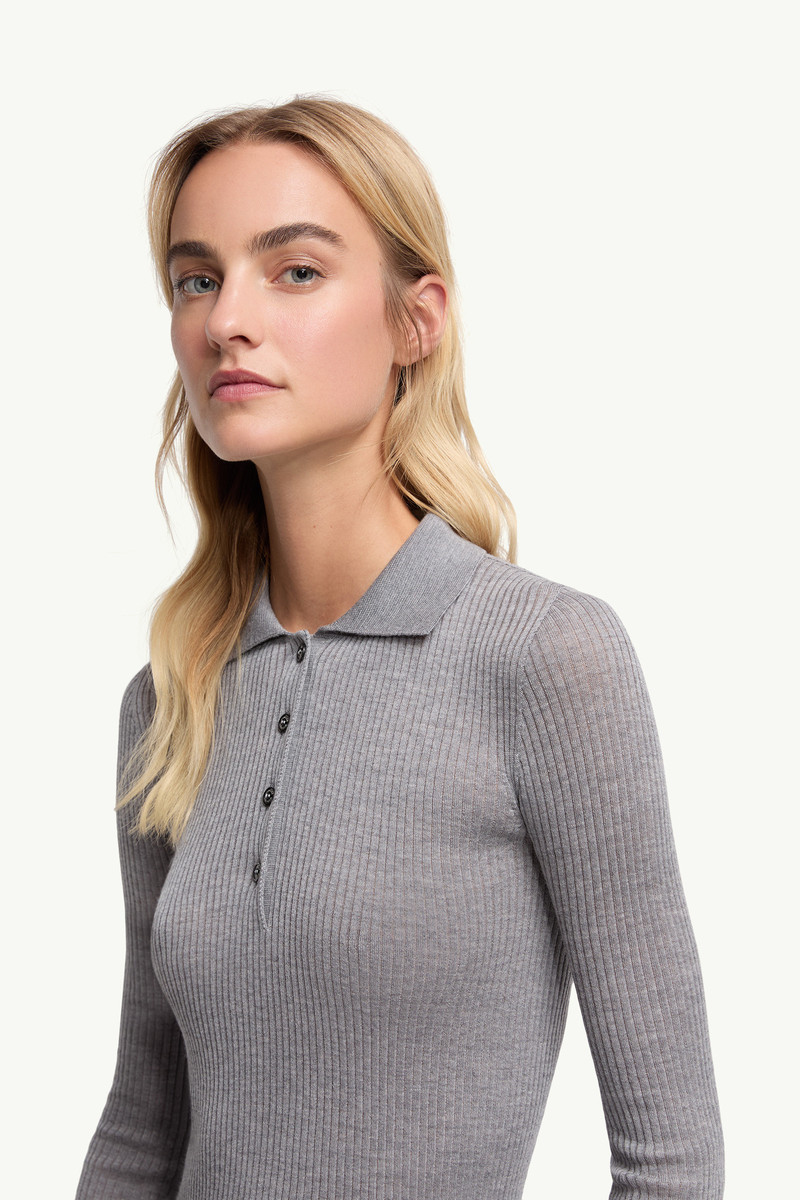 Wool Long Sleeve Polo Shirt 4