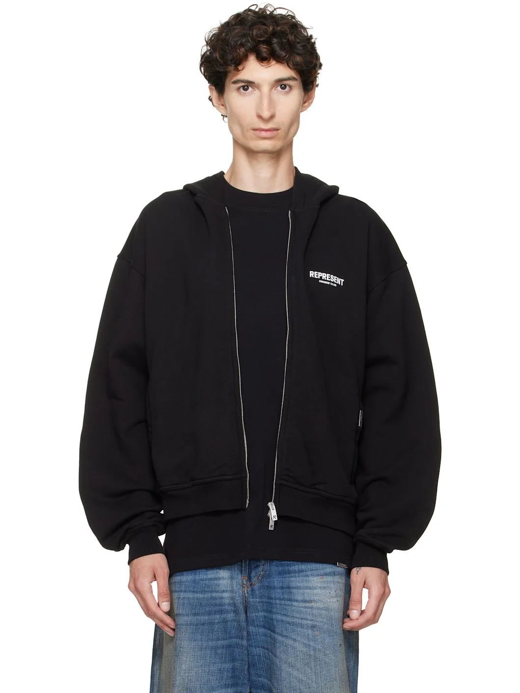 Black Printed 'Owners Club' Zip-Up Hoodie - 1