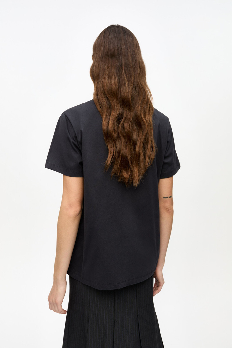 BLACK BASIC JERSEY GREEN CHERRY RELAXED T-SHIRT 4