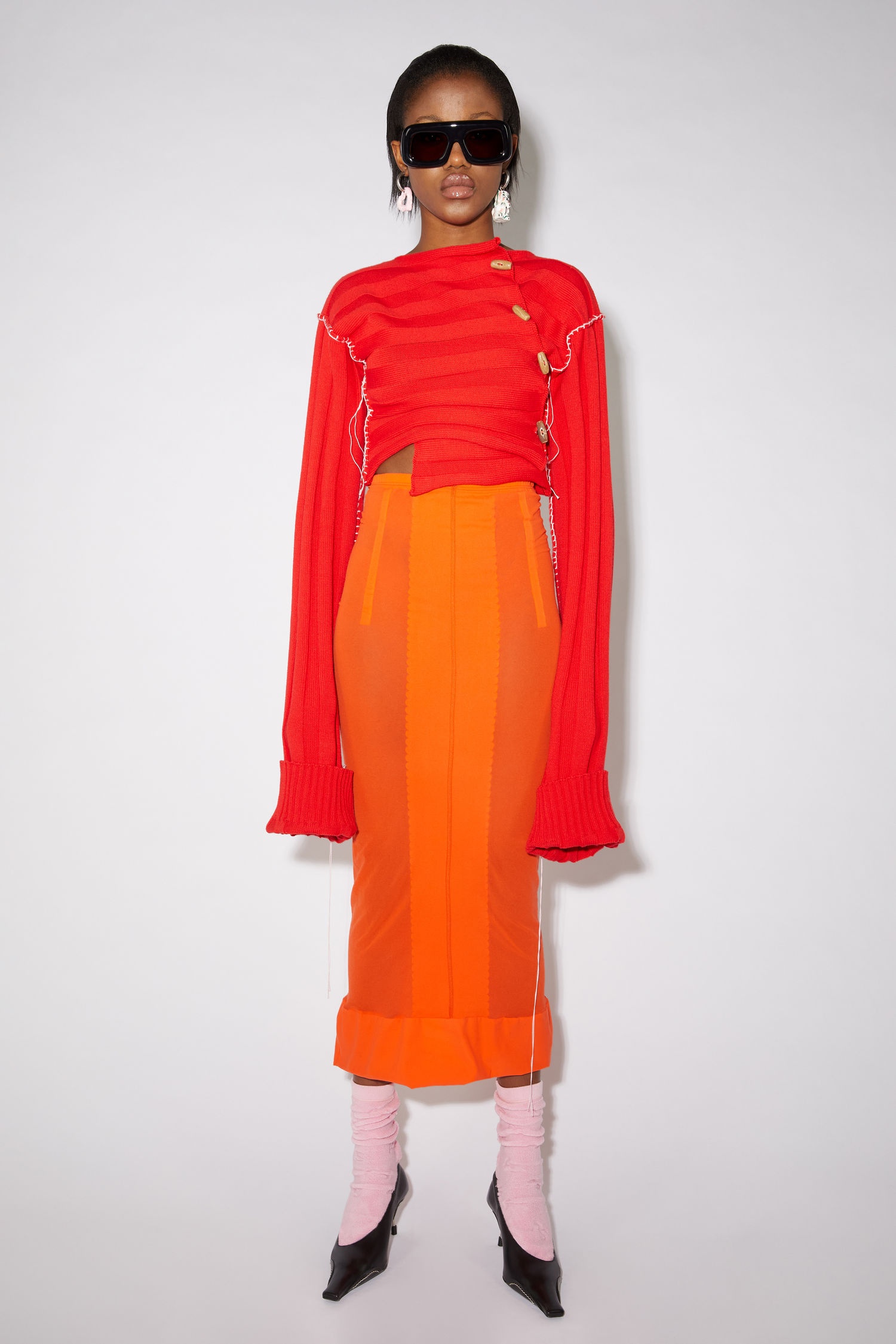Nylon midi skirt - Mandarin orange - 2
