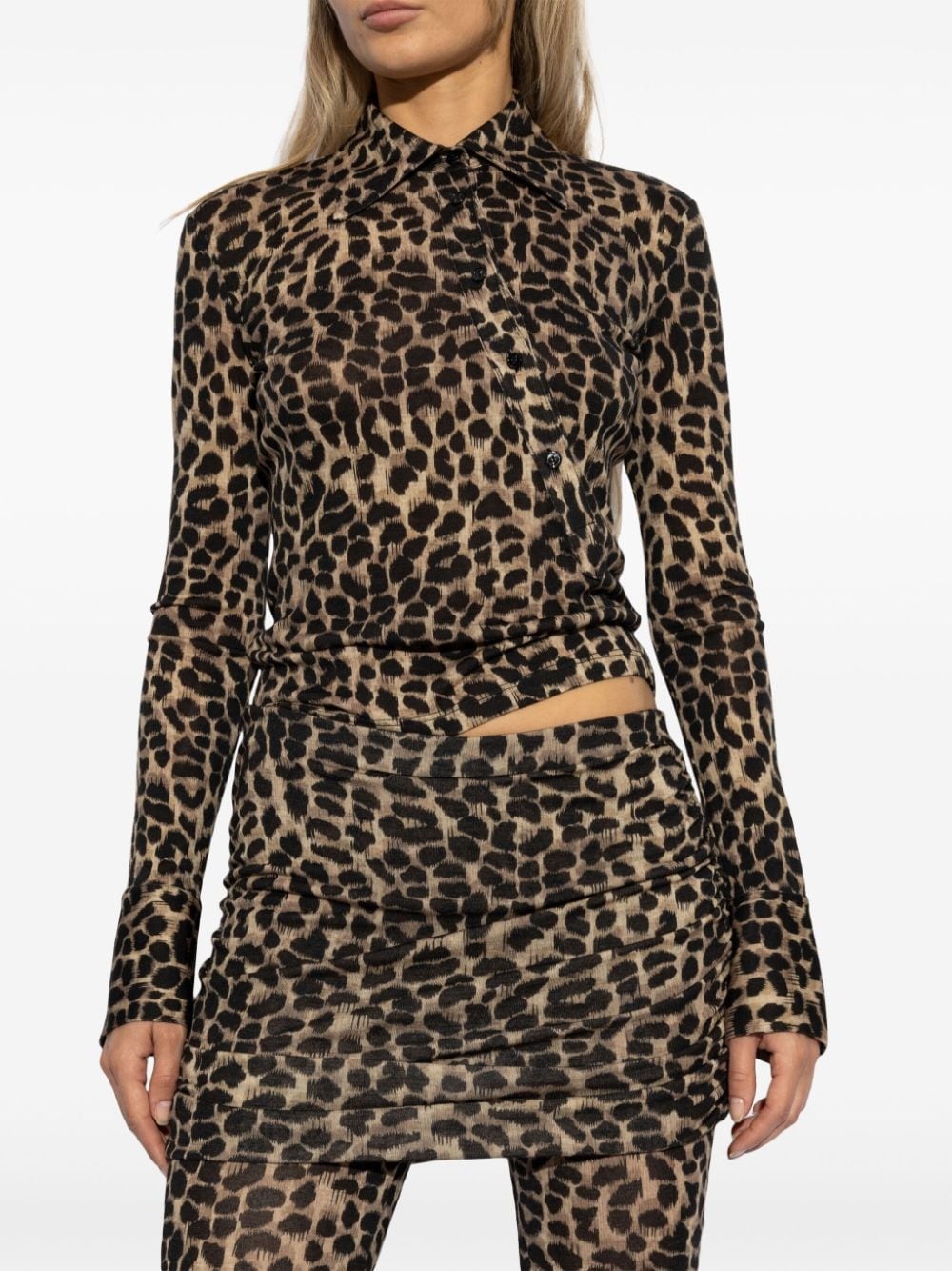 leopard-print wool top - 3