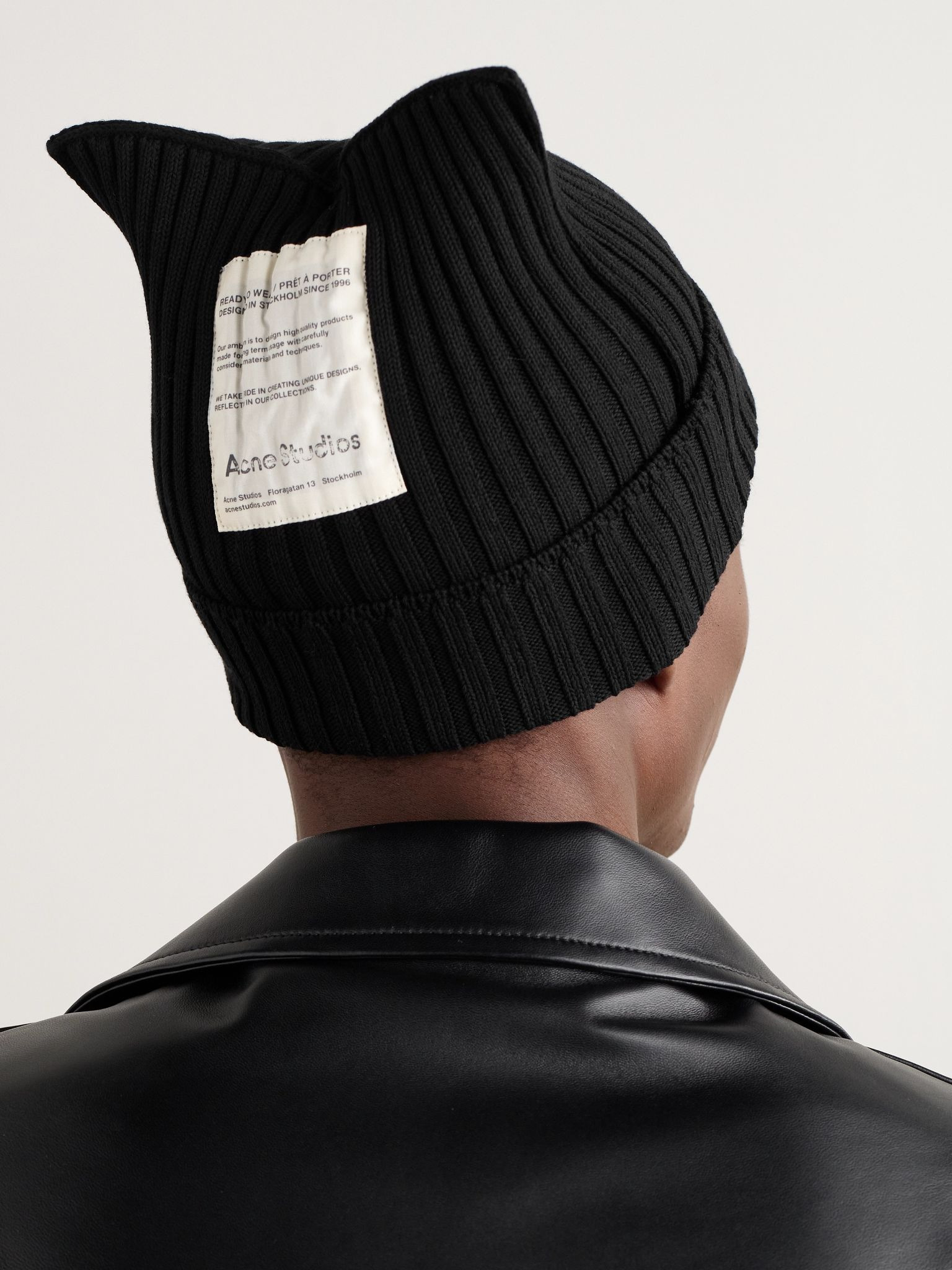 Koton Logo-Appliquéd Ribbed Cotton-Blend Beanie Black - 4