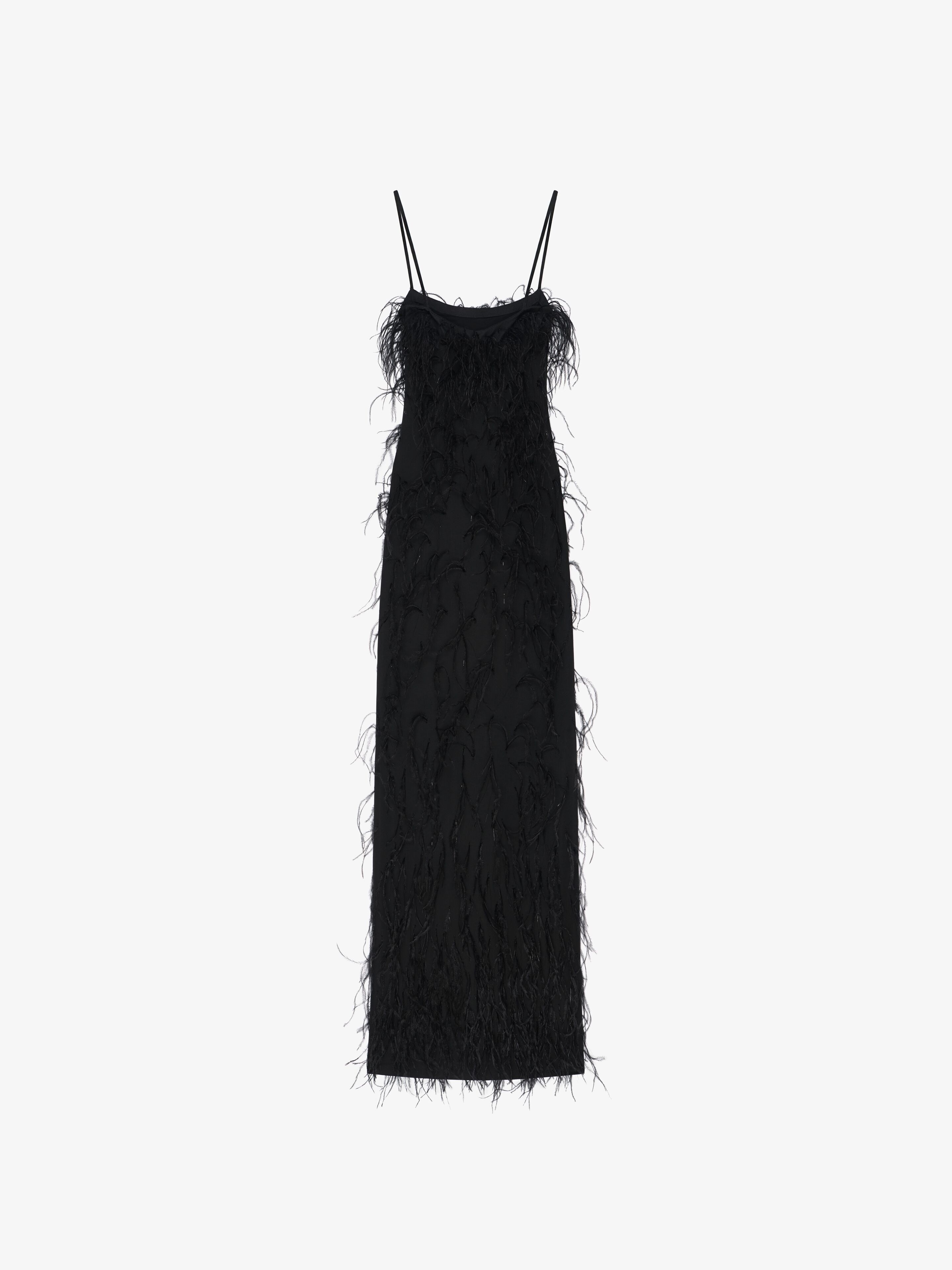 EVENING STRAPS DRESS WITH FEATHERS AND LUREX - 2