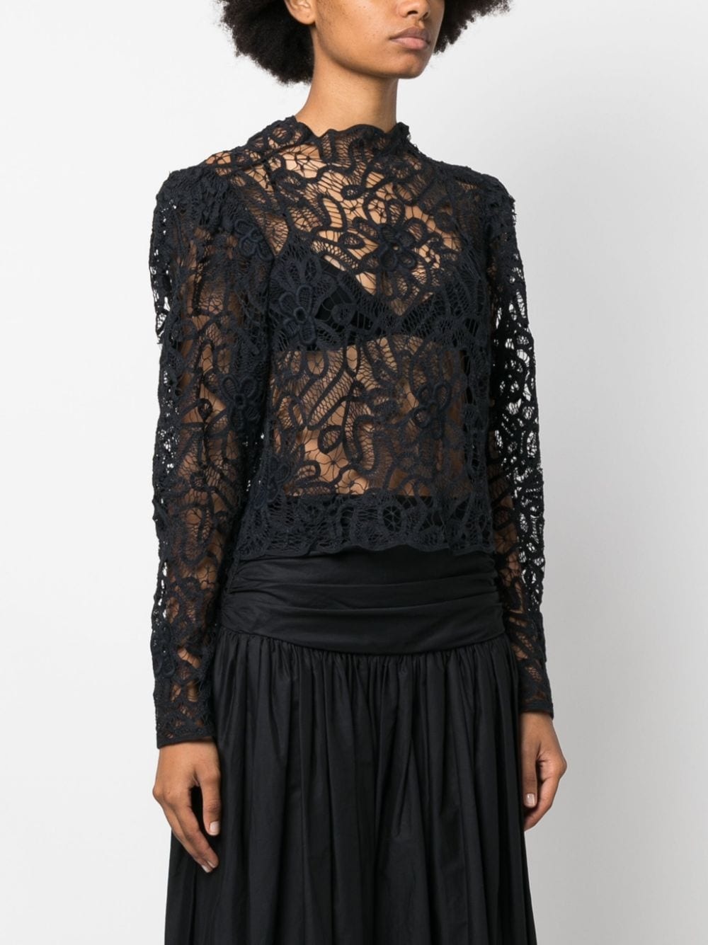 lace-detailed long-sleeve top - 3