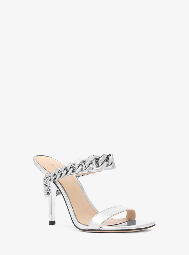 Bianca Embellished Metallic Leather Sandal - 1